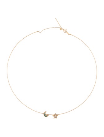 Stevie Wren 14K Diamond Moon & Star Pendant Necklace