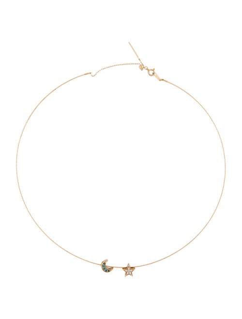 Stevie Wren 14K Diamond Moon & Star Pendant Necklace
