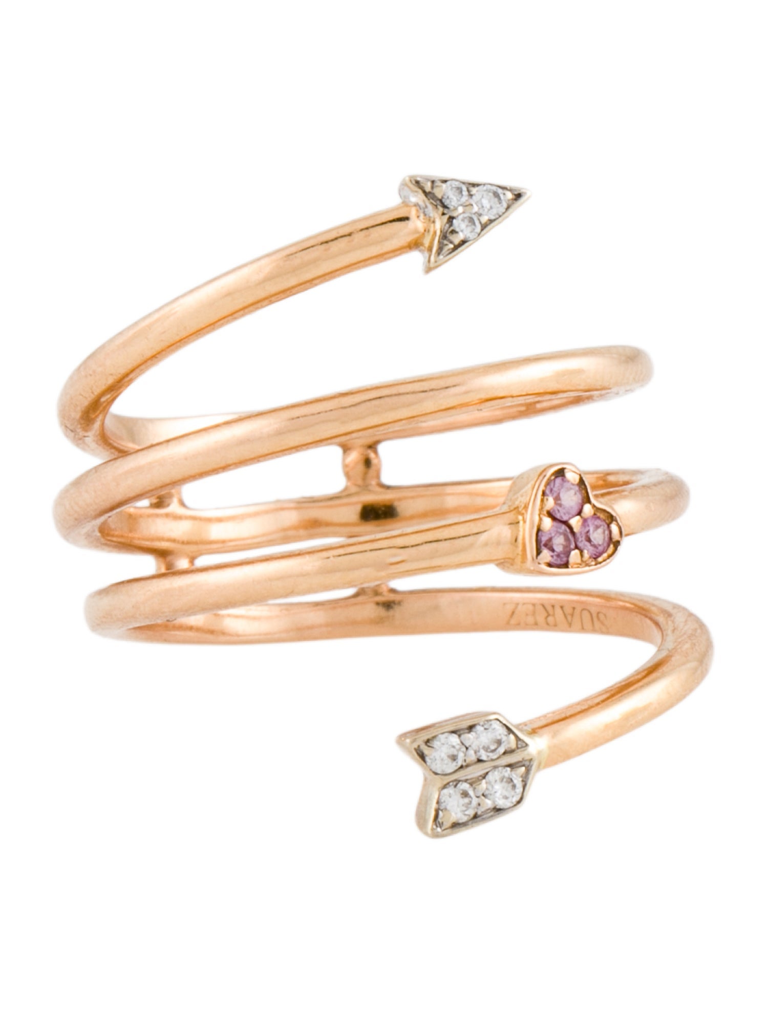 Suarez 18K Sapphire & Diamond Arrow & Heart Coil Ring