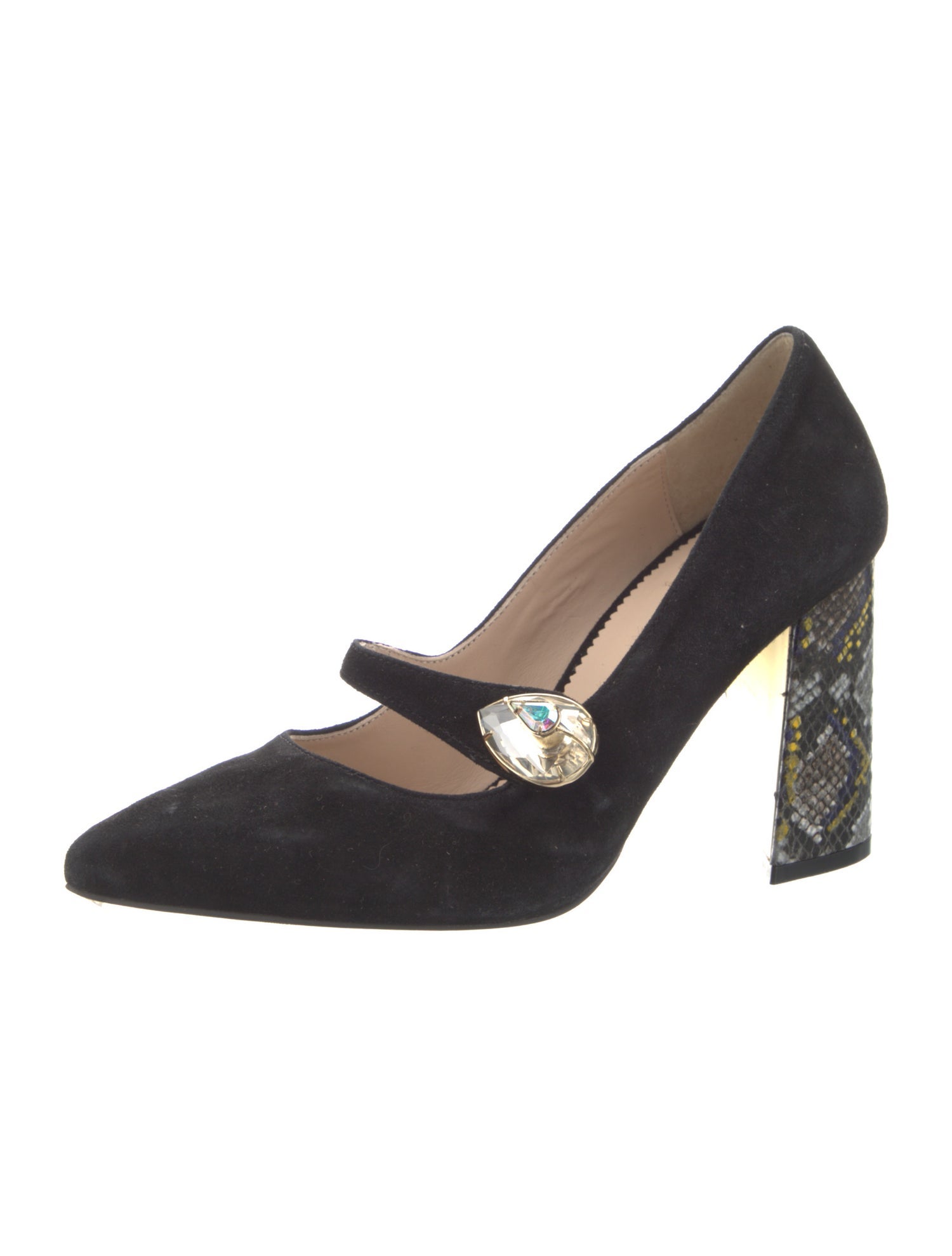 Suecomma Bonnie Suede Crystal Embellishments Pumps