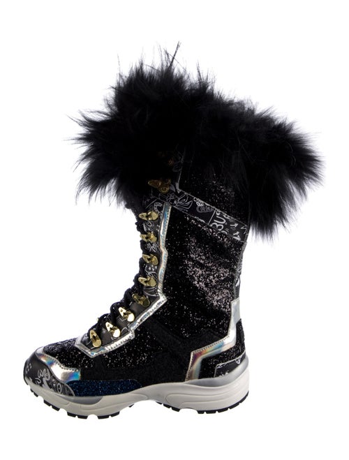 Suecomma Bonnie Glitter Colorblock Pattern Lace-Up Boots