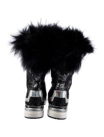 Suecomma Bonnie Glitter Colorblock Pattern Lace-Up Boots