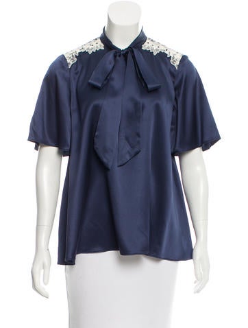 Suno Embroidered Scarf Blouse