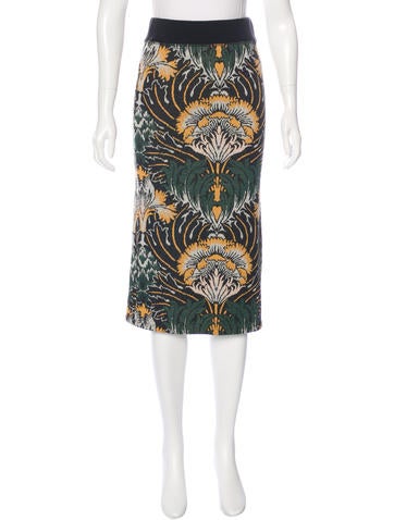 Suno Floral-Patterned Midi Skirt