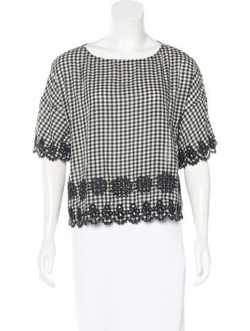 Suno Gingham Short Sleeve Top