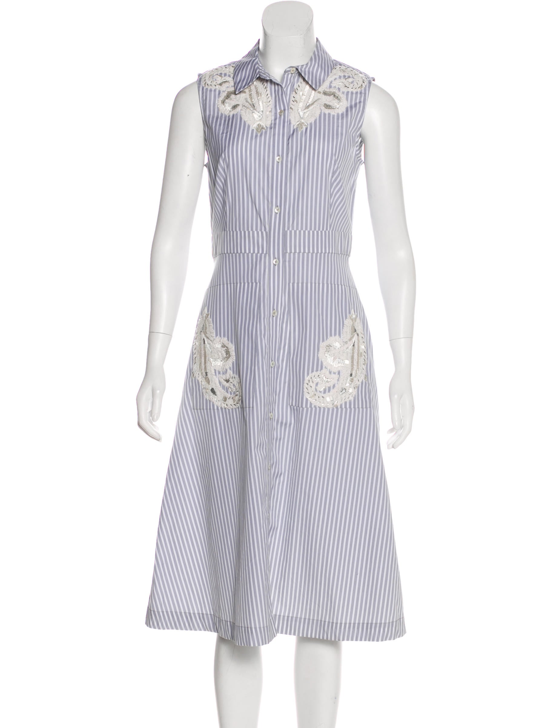Suno Striped Embroidered Dress Clothing Sun25617 The Realreal Striped Embroidered Dress