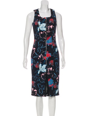 Suno Floral Print Neoprene Dress