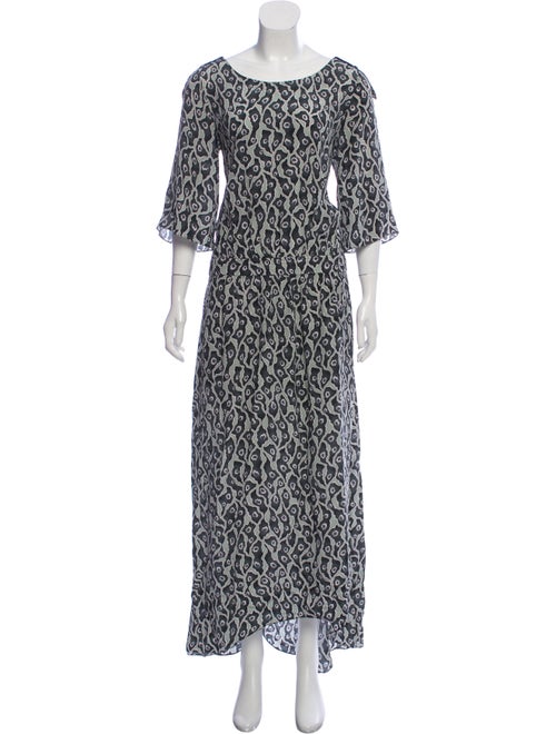 Suno Printed Maxi Dress Green
