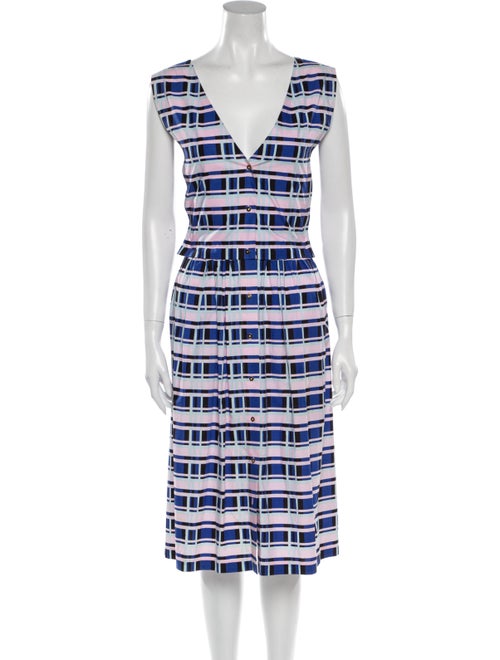 Suno Plaid Print Midi Length Dress Pink