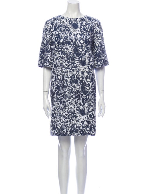 Suno Floral Print Mini Dress Blue