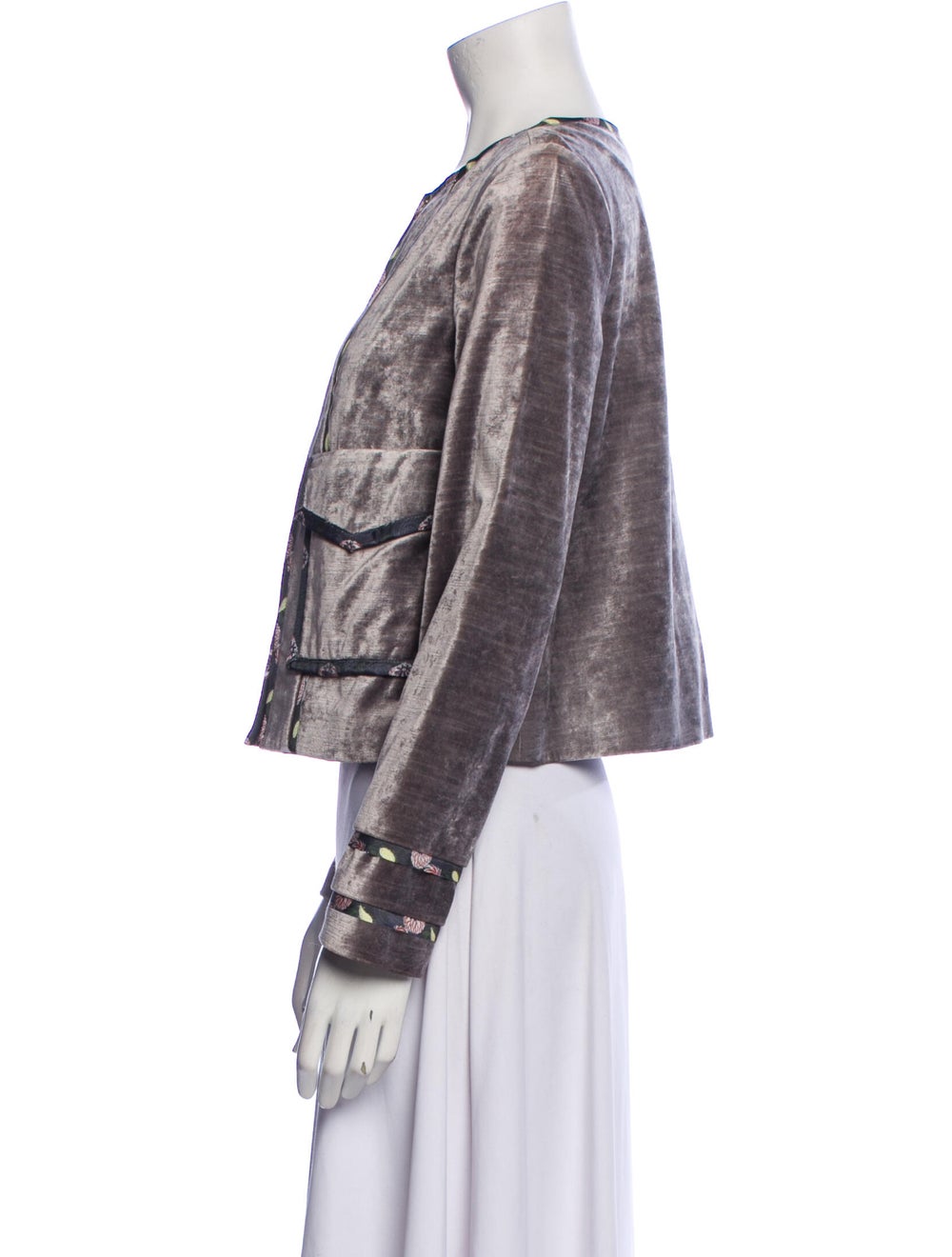 Suno Evening Jacket Grey Tweed Pattern Collarless… - image 2
