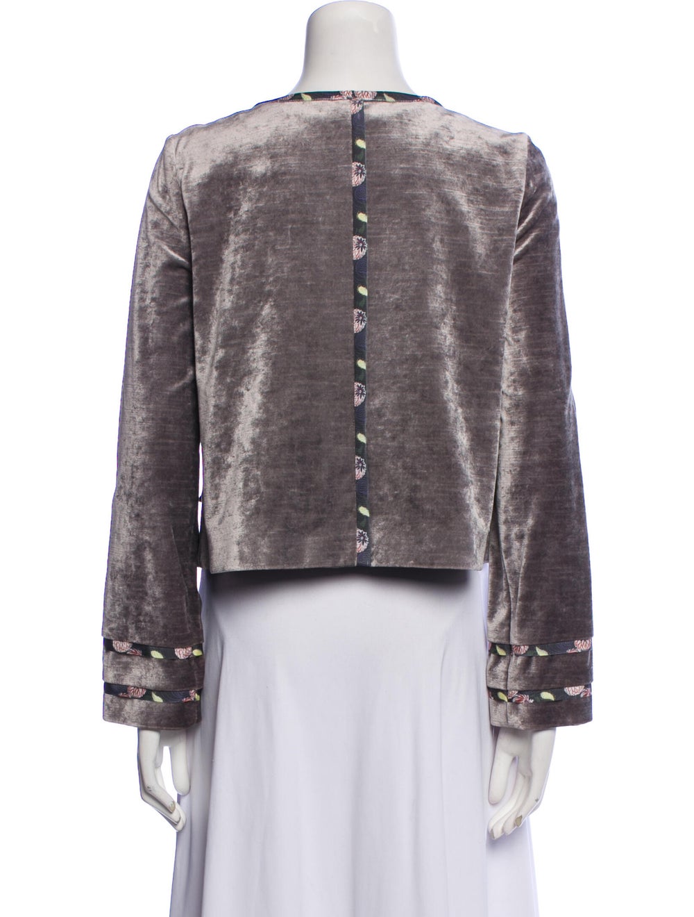 Suno Evening Jacket Grey Tweed Pattern Collarless… - image 3