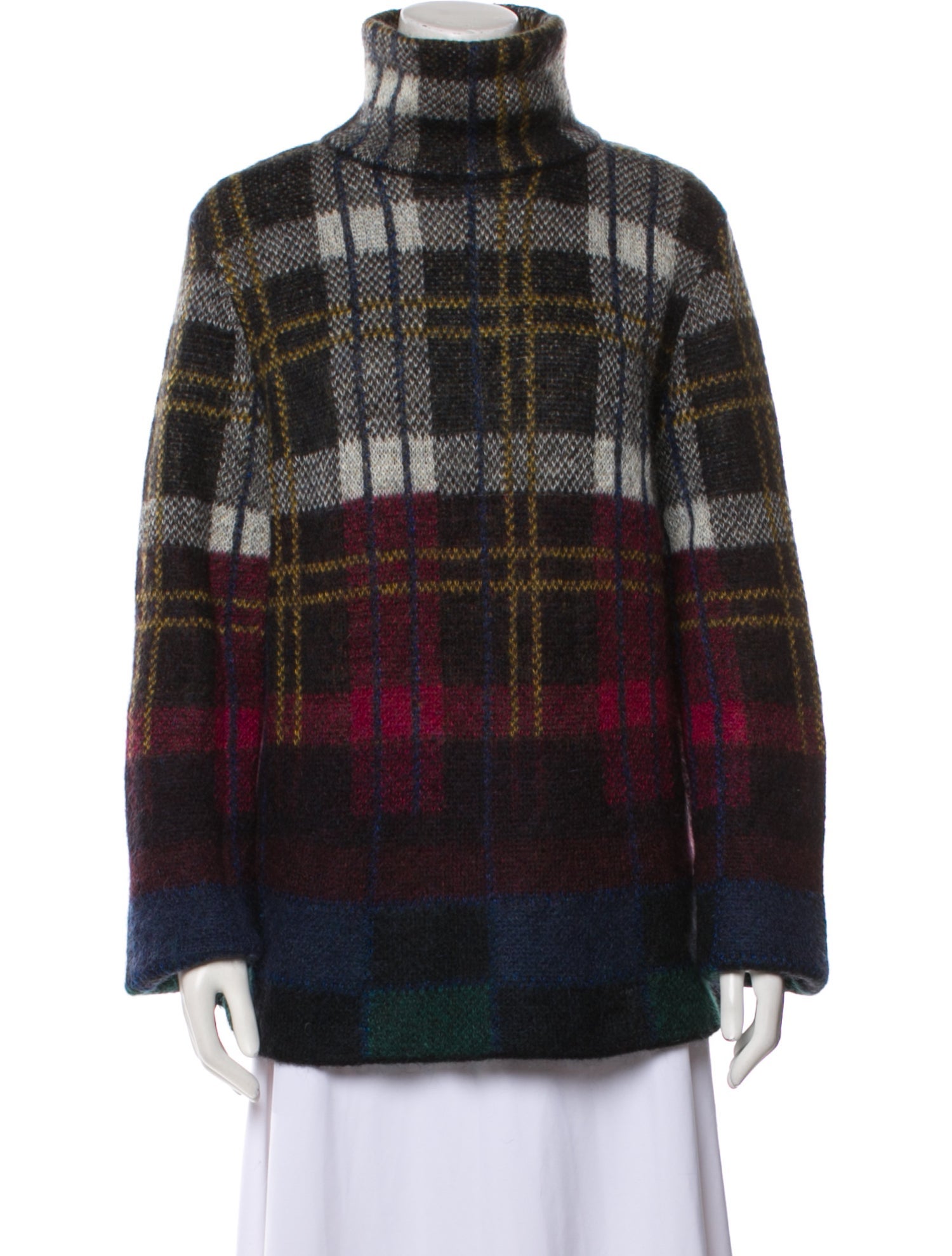 Suno Mohair Plaid Print Sweater