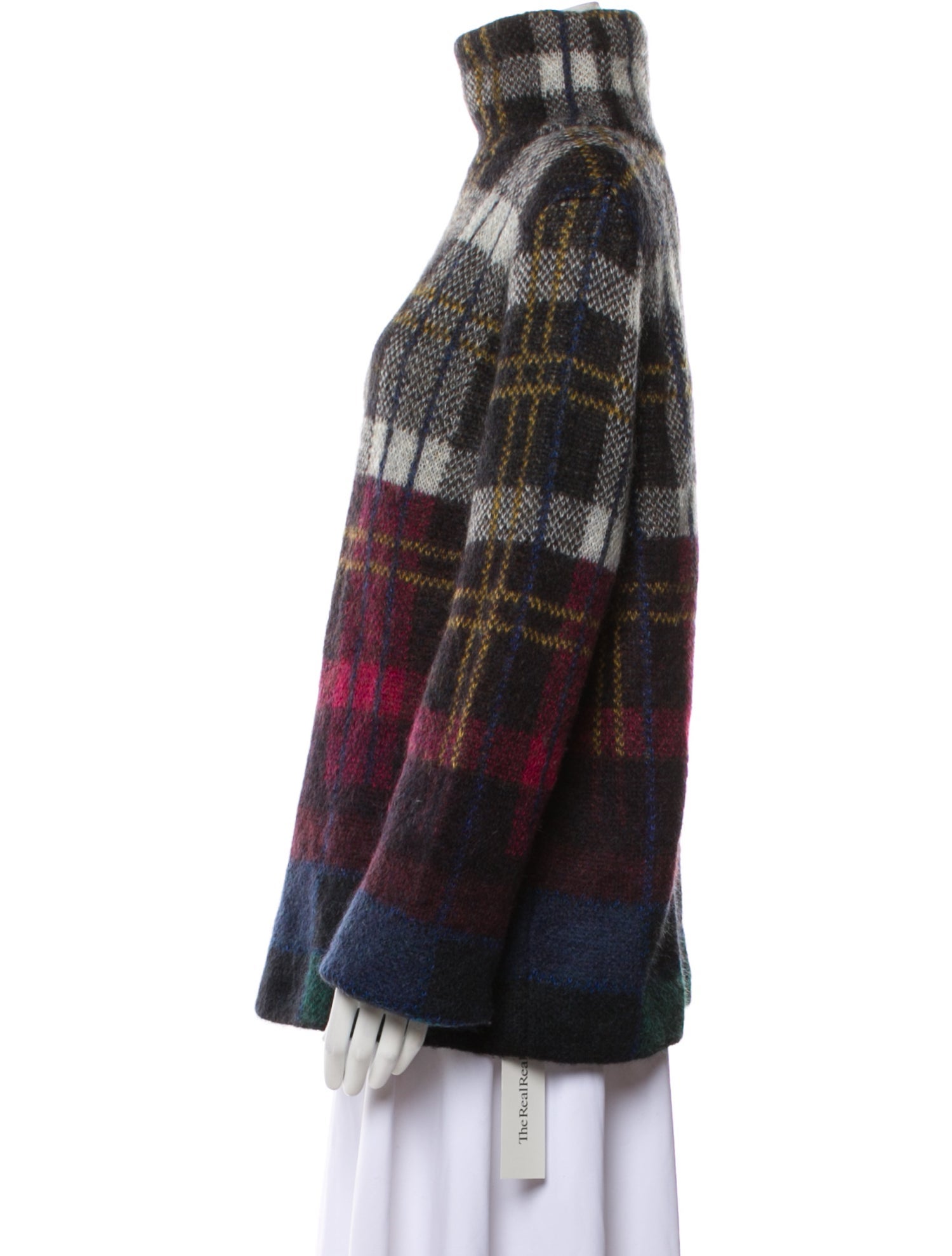 Suno Mohair Plaid Print Sweater
