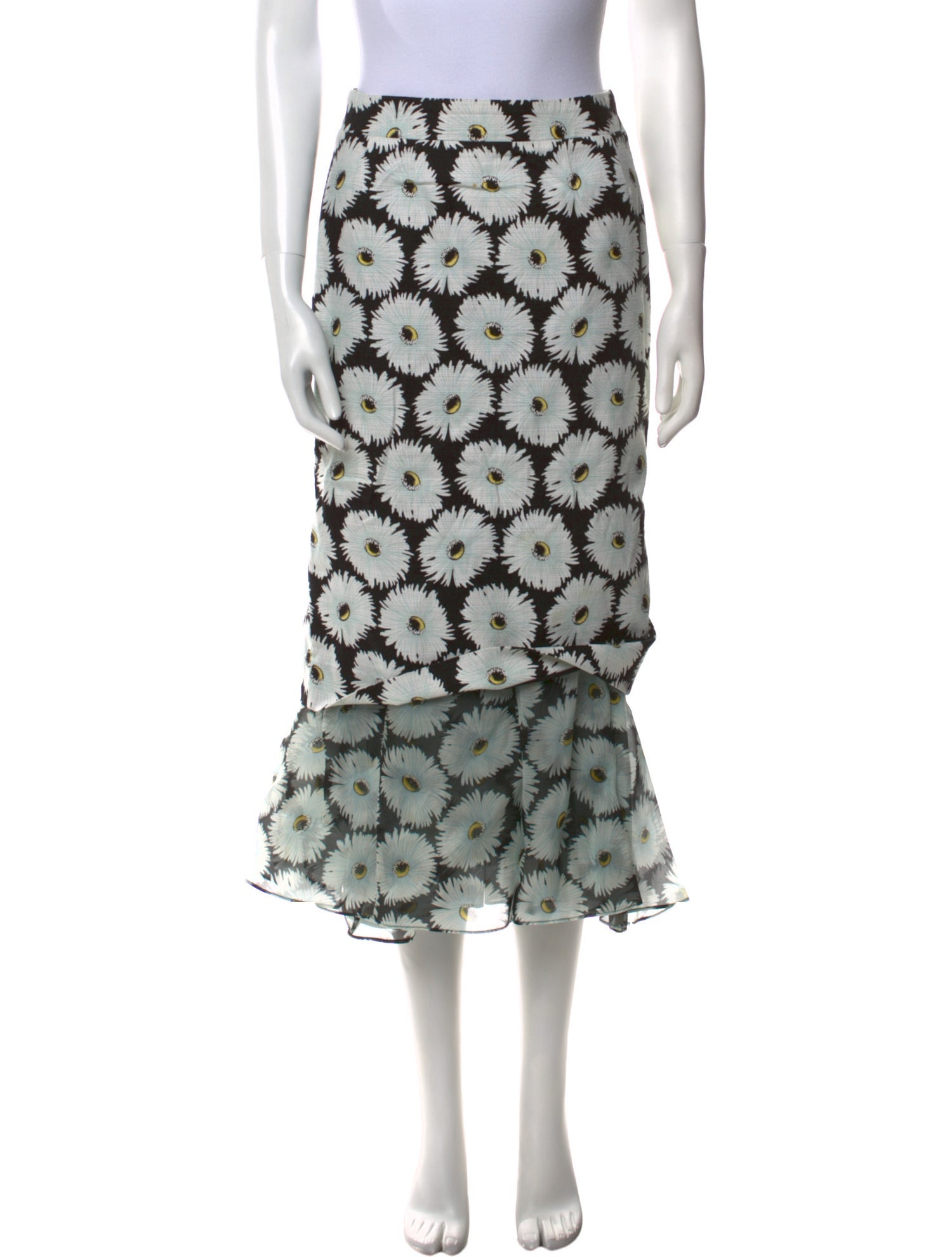 Suno Floral Print Midi Length Skirt