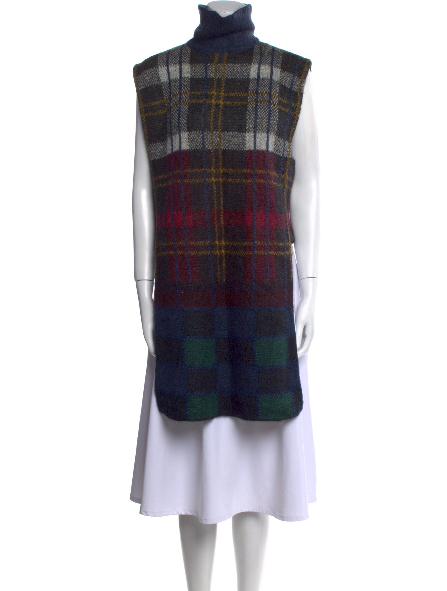 Suno Mohair Plaid Print Sweater
