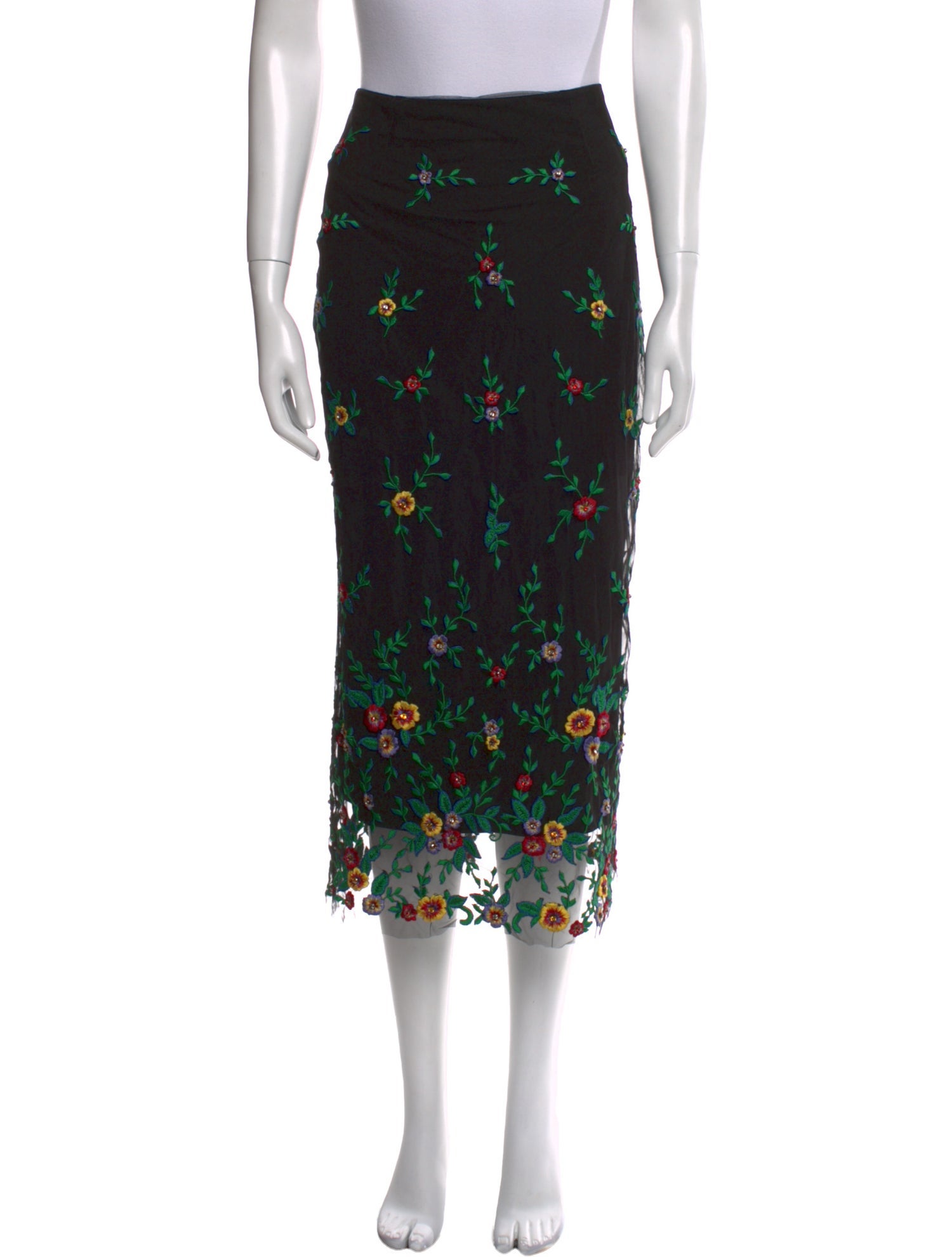 Suno Floral Print Midi Length Skirt