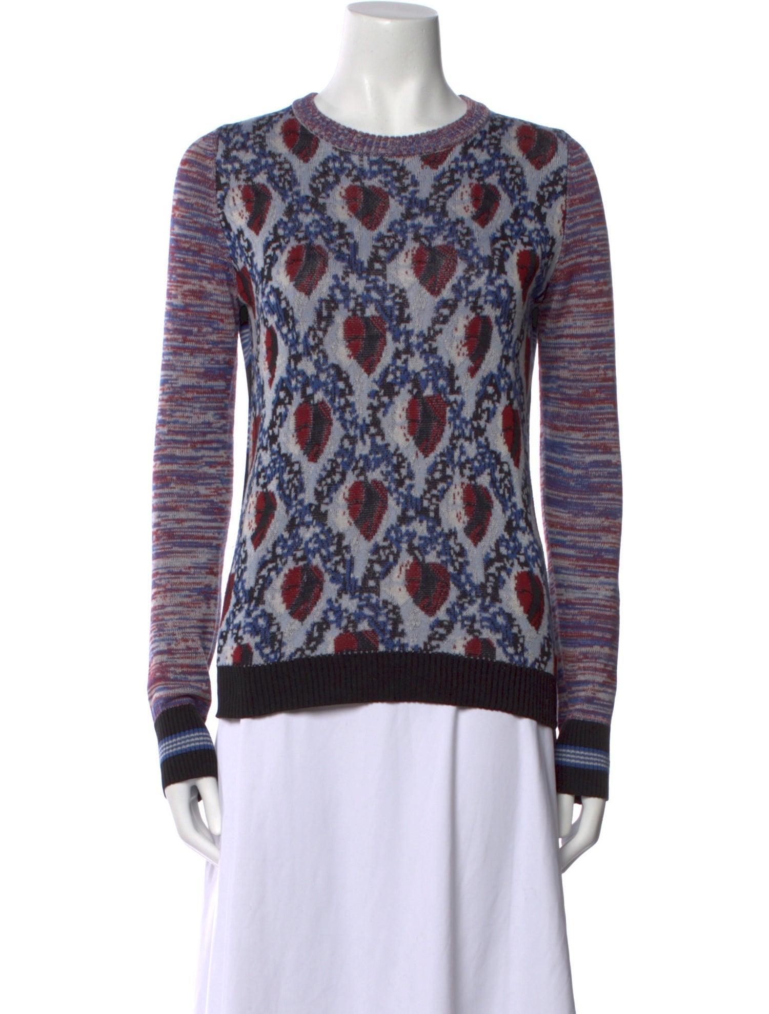 Suno Printed Crew Neck Sweater