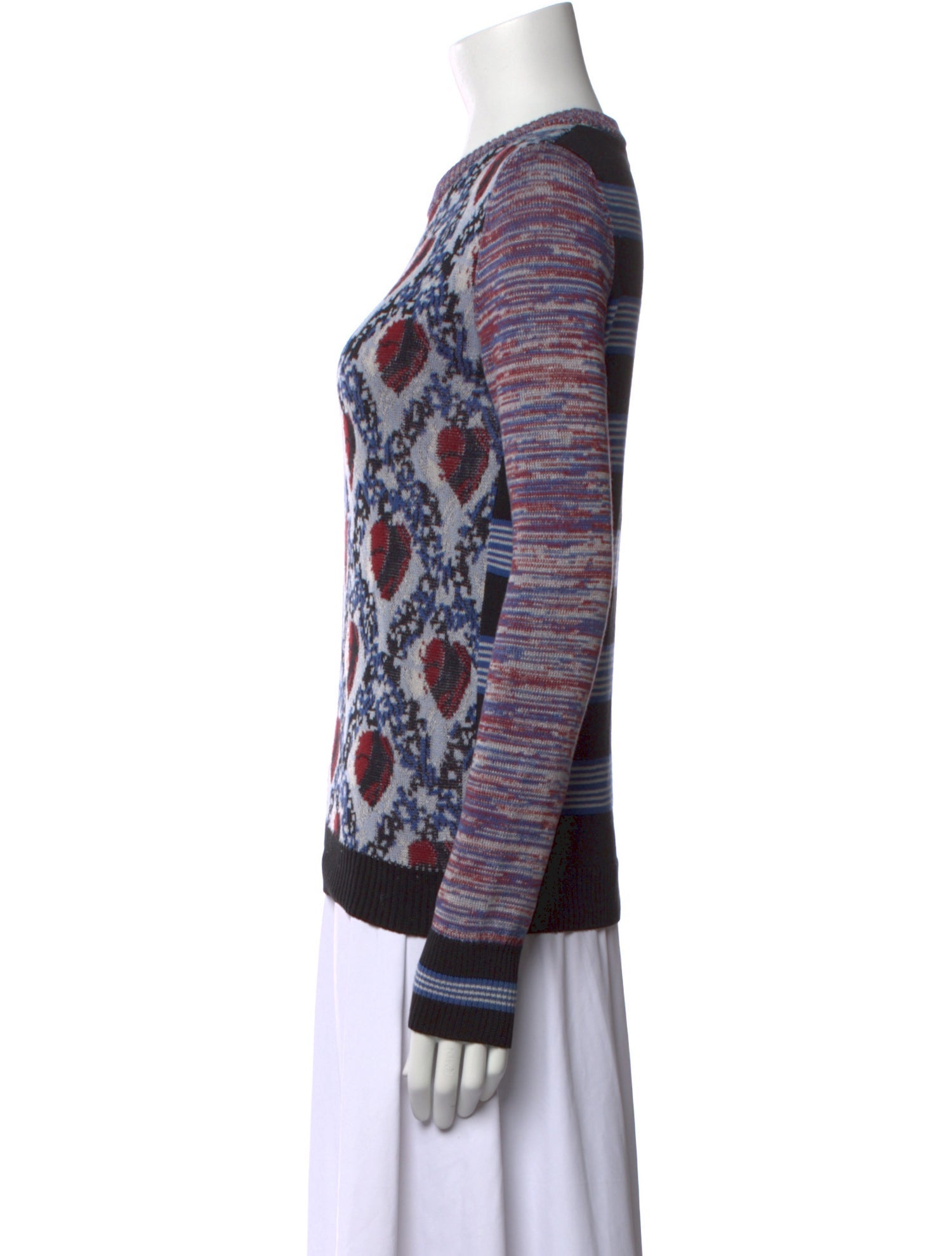 Suno Printed Crew Neck Sweater