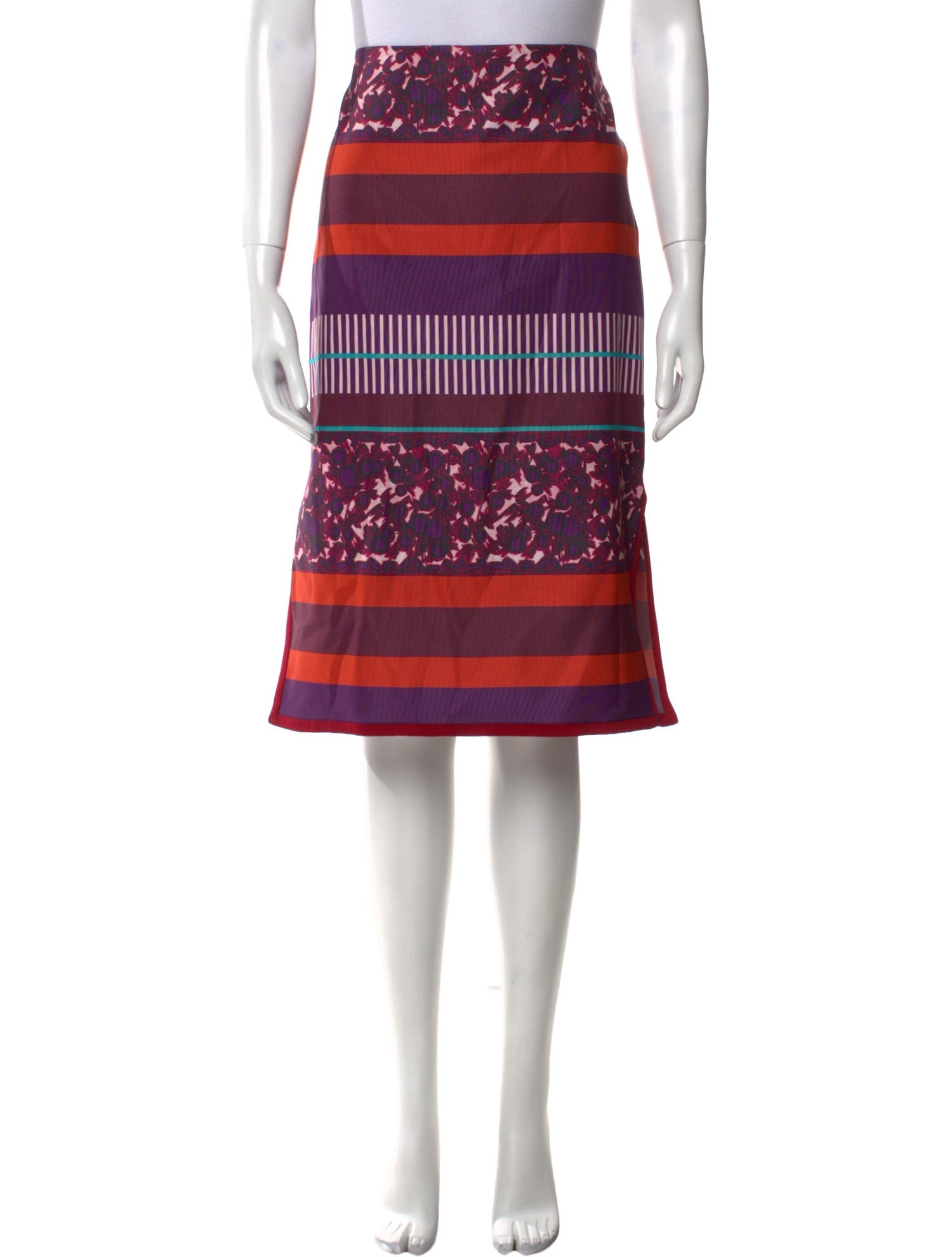 Suno Striped Knee-Length Skirt