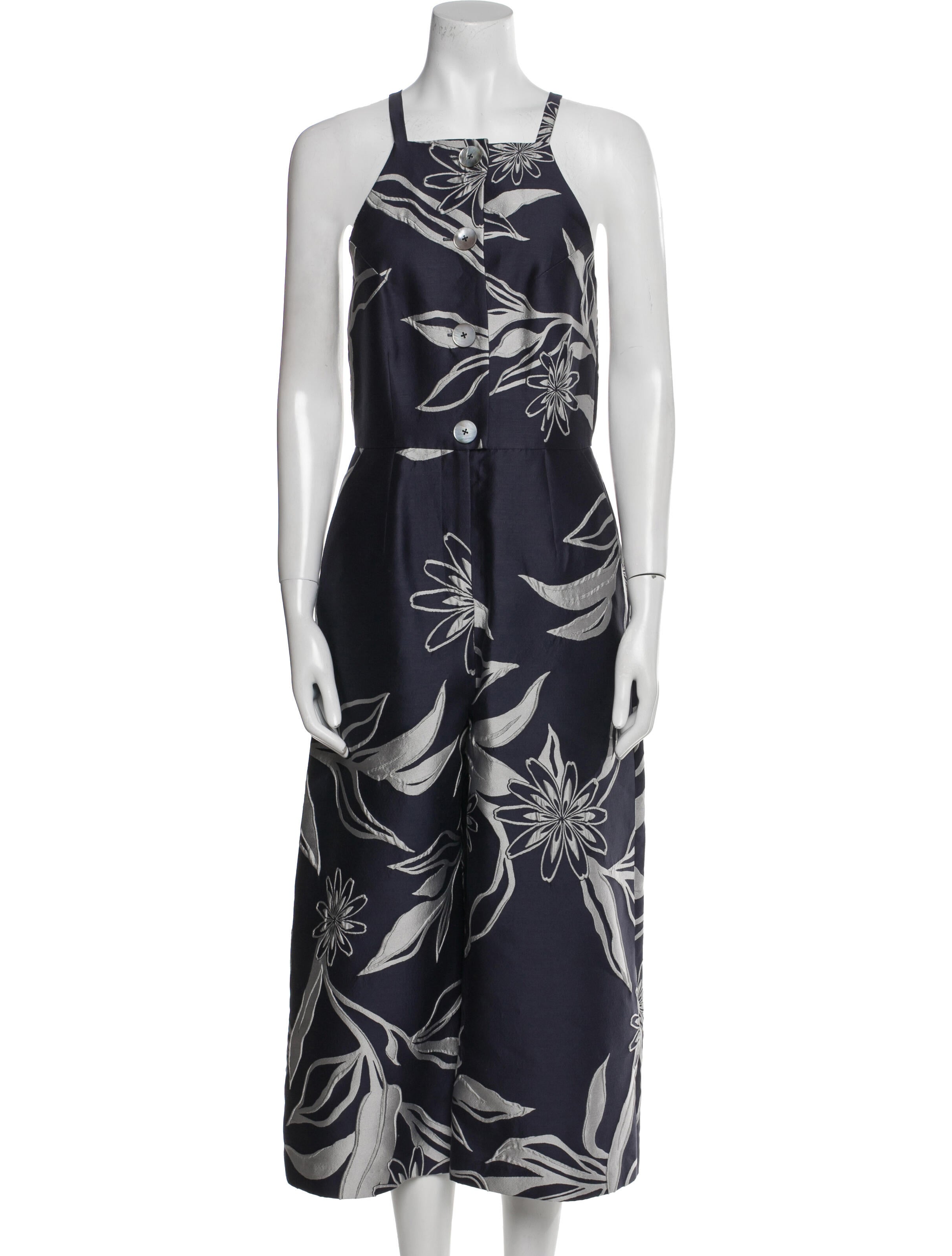 Suno Printed Square Neckline Jumpsuit