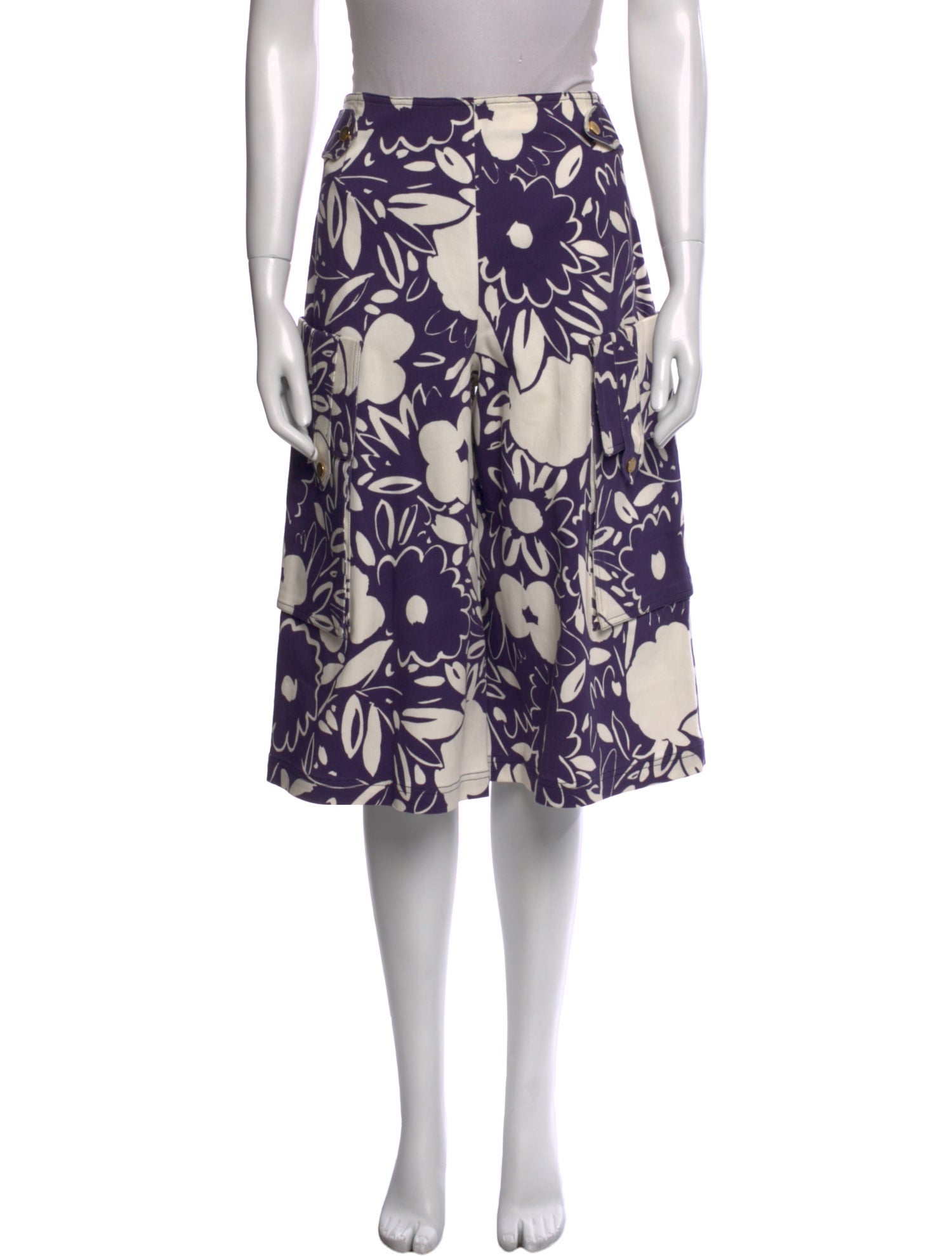 Suno Floral Print Knee-Length Shorts