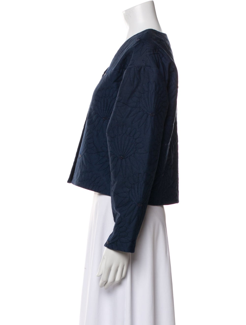 Suno Evening Jacket Blue Collarless Snap Closure - image 2
