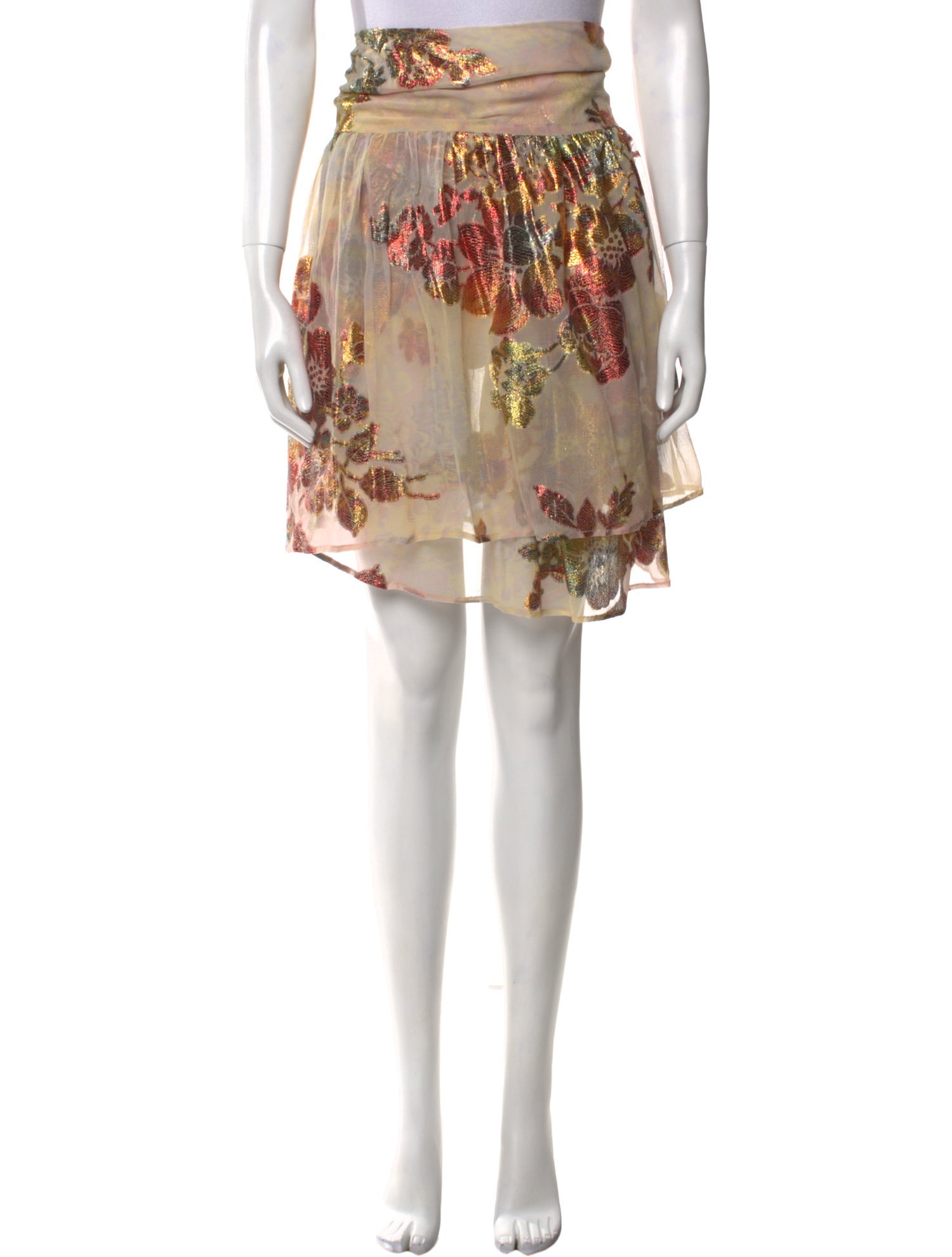 Suno Floral Print Knee-Length Skirt