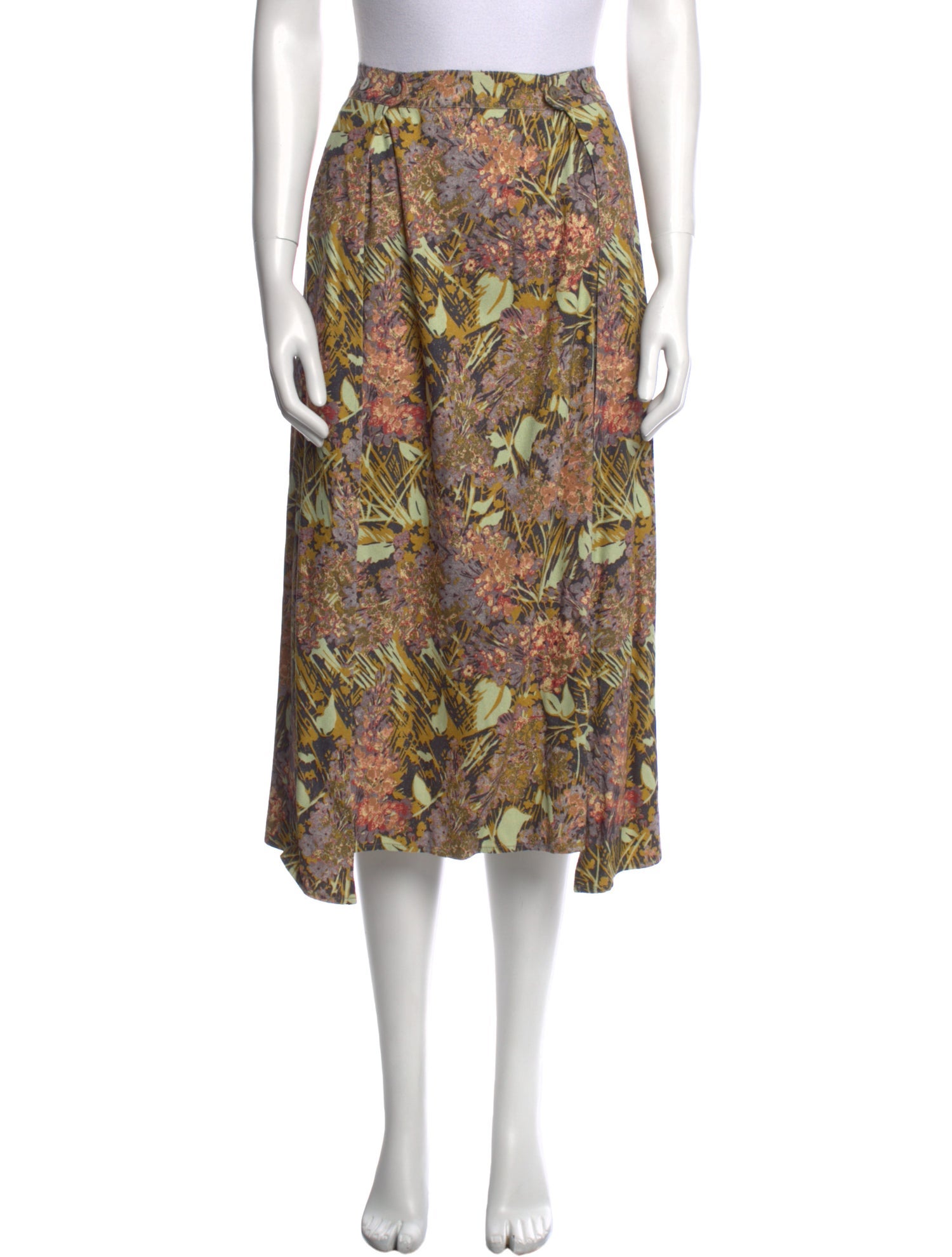 Suno Floral Print Midi Length Skirt