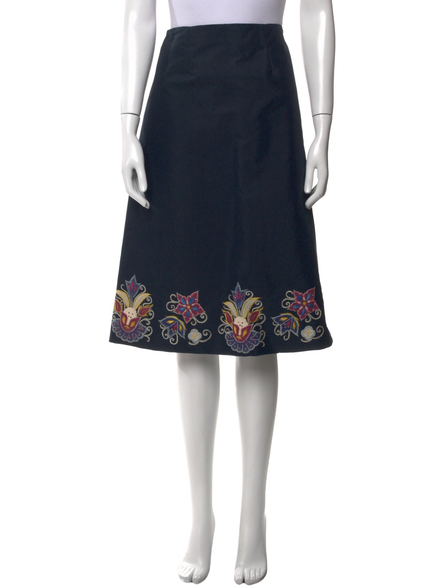 Suno Embroidered Accent Knee-Length Skirt