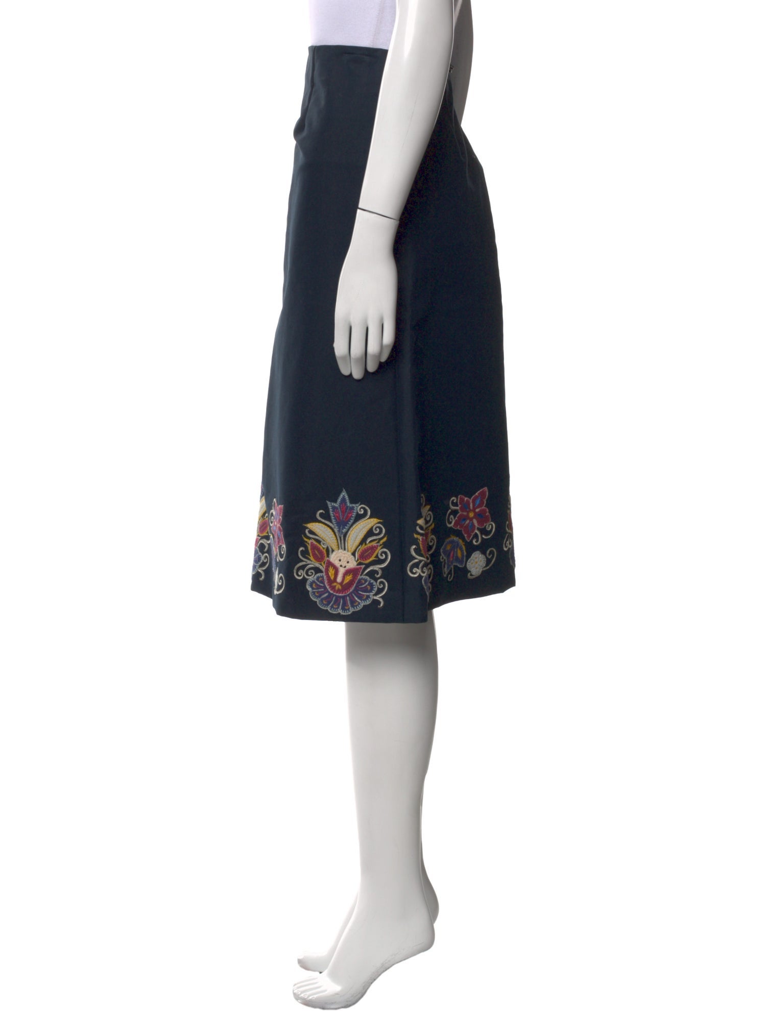 Suno Embroidered Accent Knee-Length Skirt