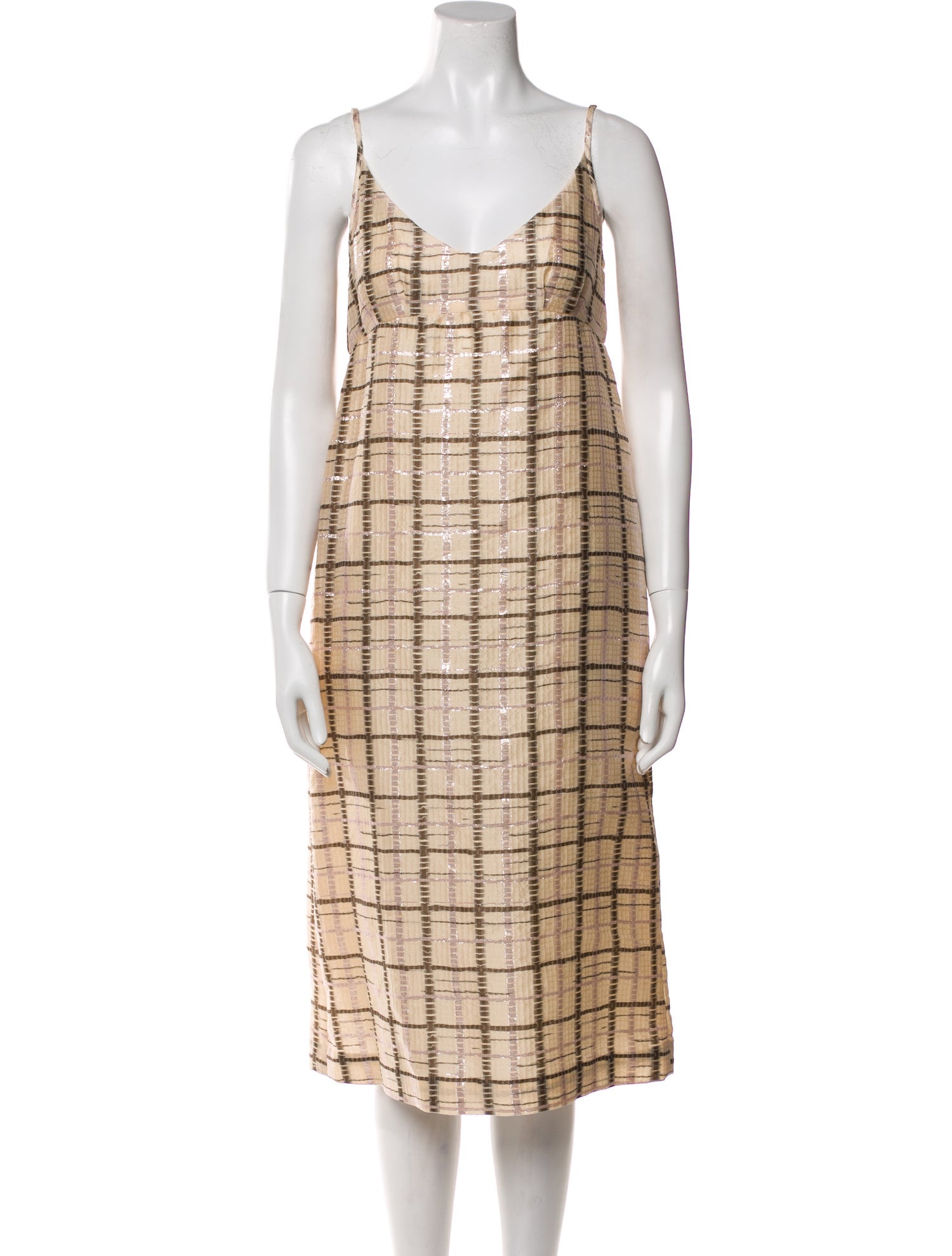 Suno Plaid Print Midi Length Dress