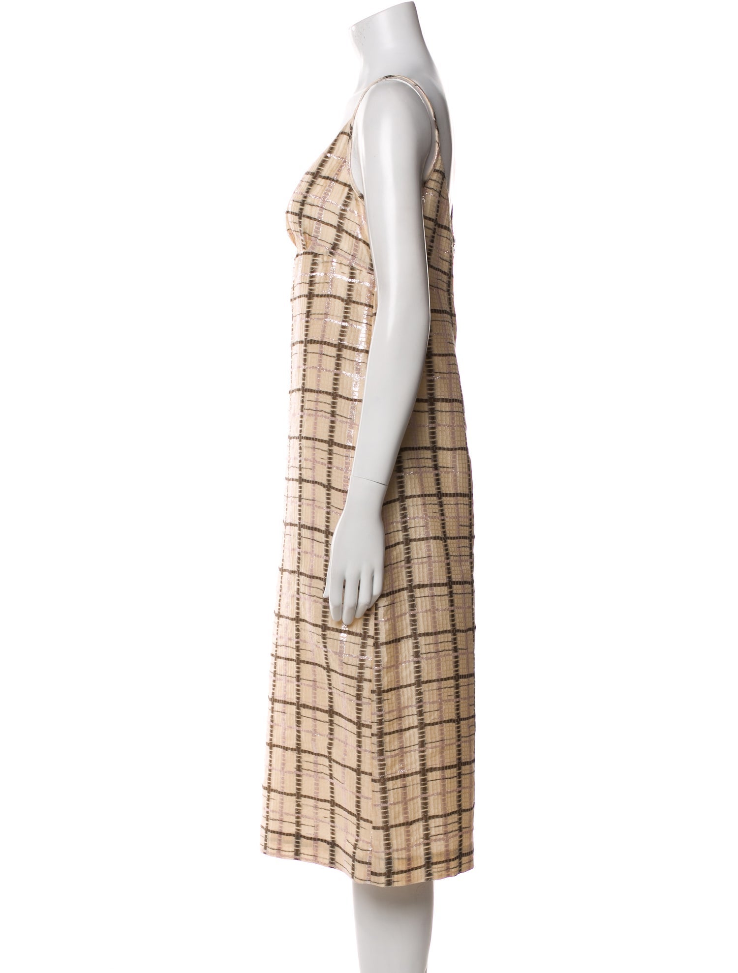 Suno Plaid Print Midi Length Dress