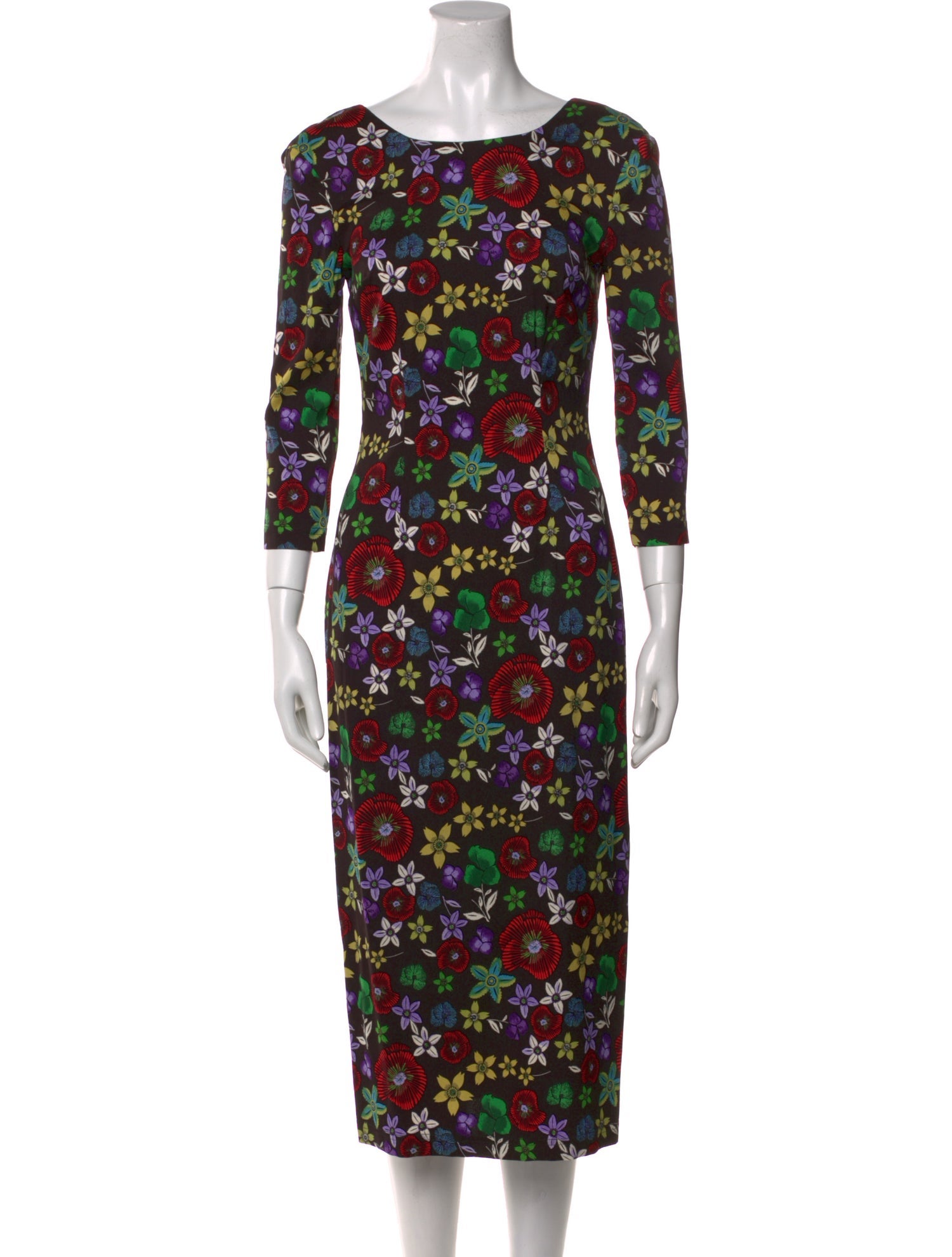 Suno Floral Print Midi Length Dress