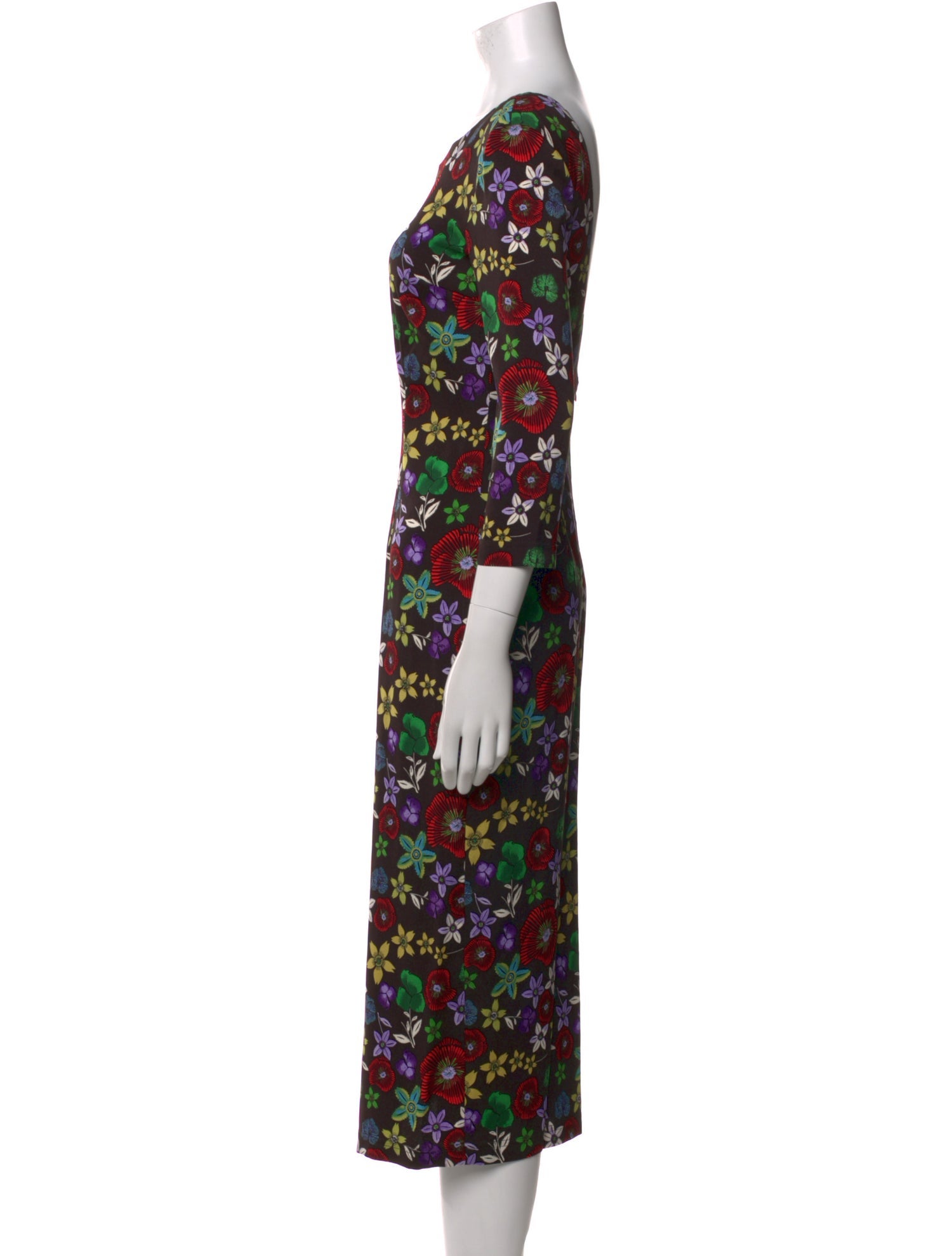 Suno Floral Print Midi Length Dress