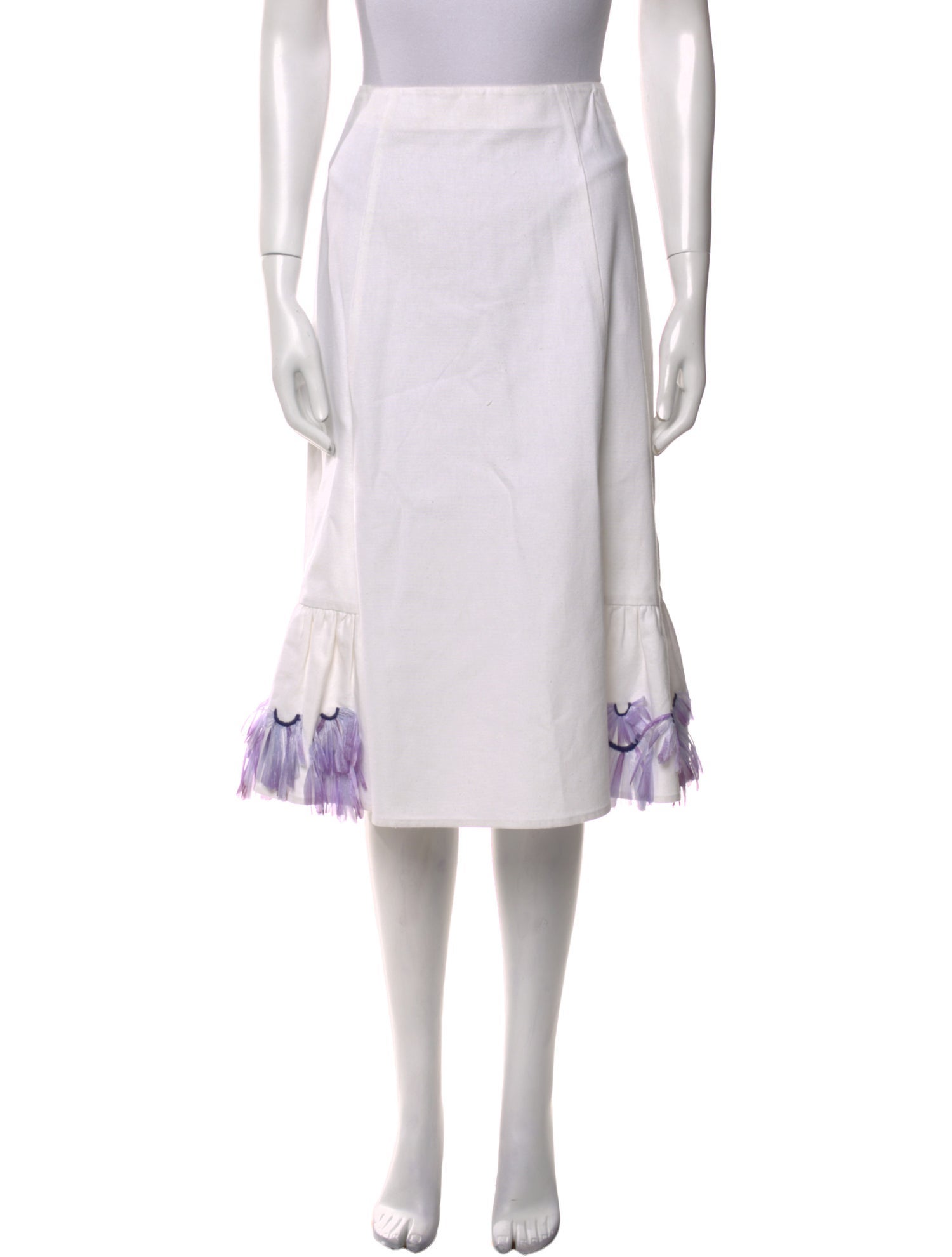 Suno Embroidered Accent Knee-Length Skirt