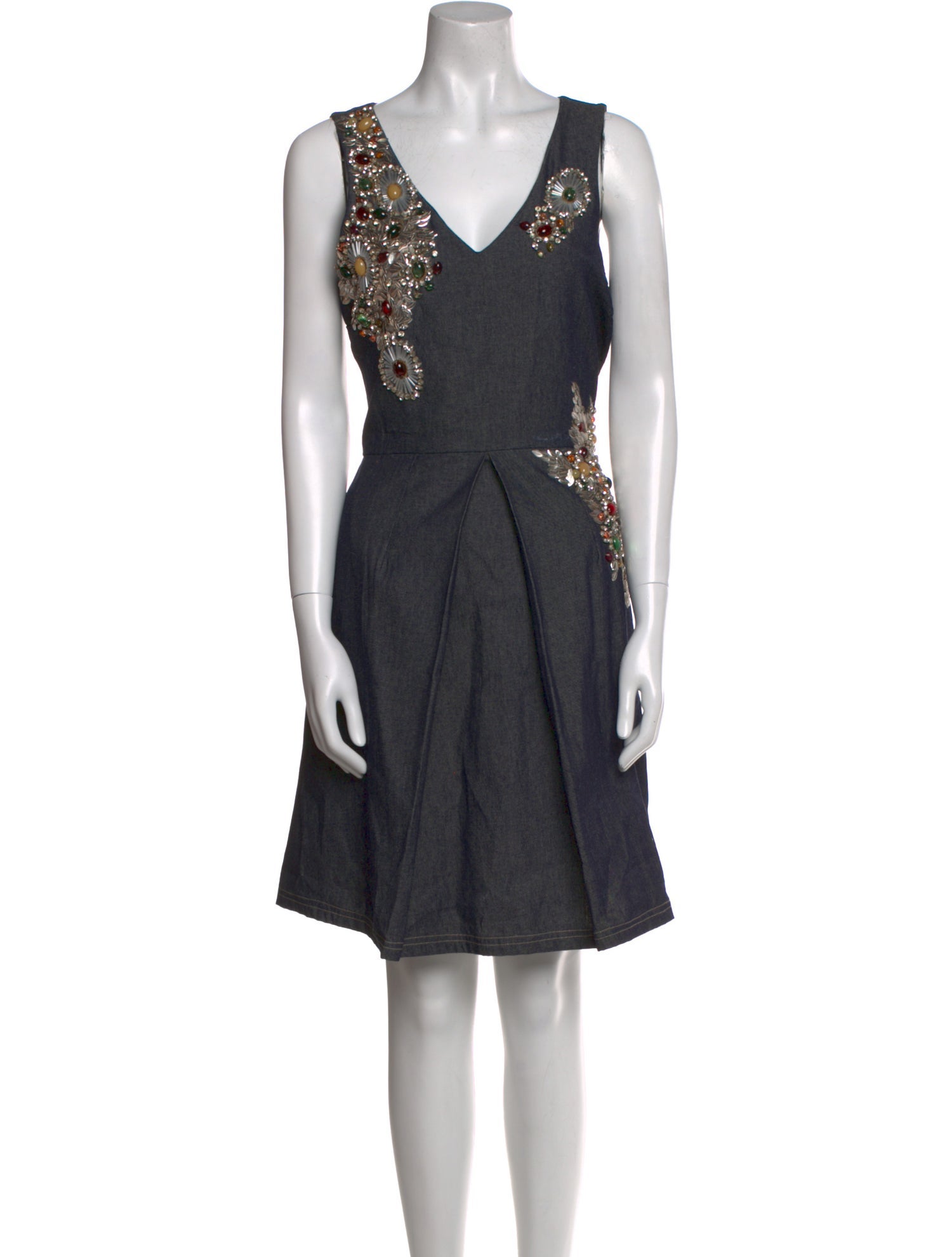 Suno V-Neck Knee-Length Dress