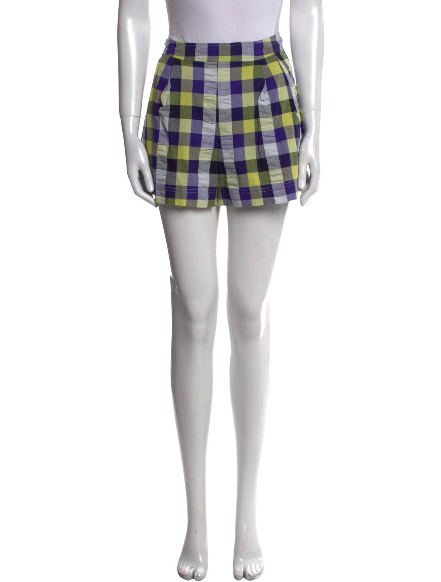 Suno Plaid Print Mini Shorts