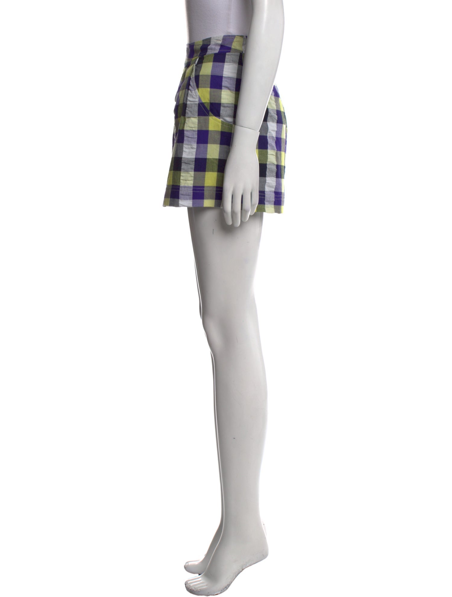 Suno Plaid Print Mini Shorts