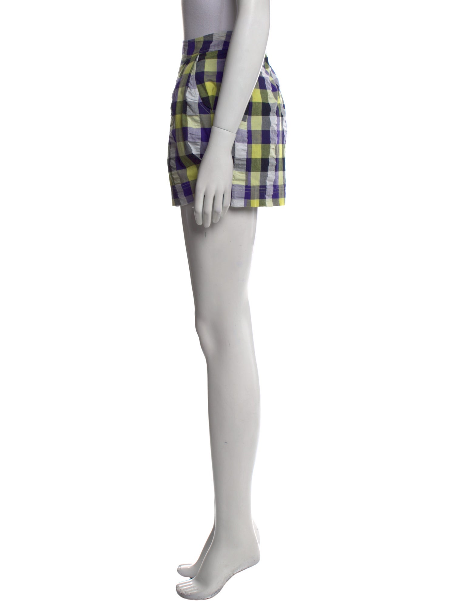 Suno Plaid Print Mini Shorts