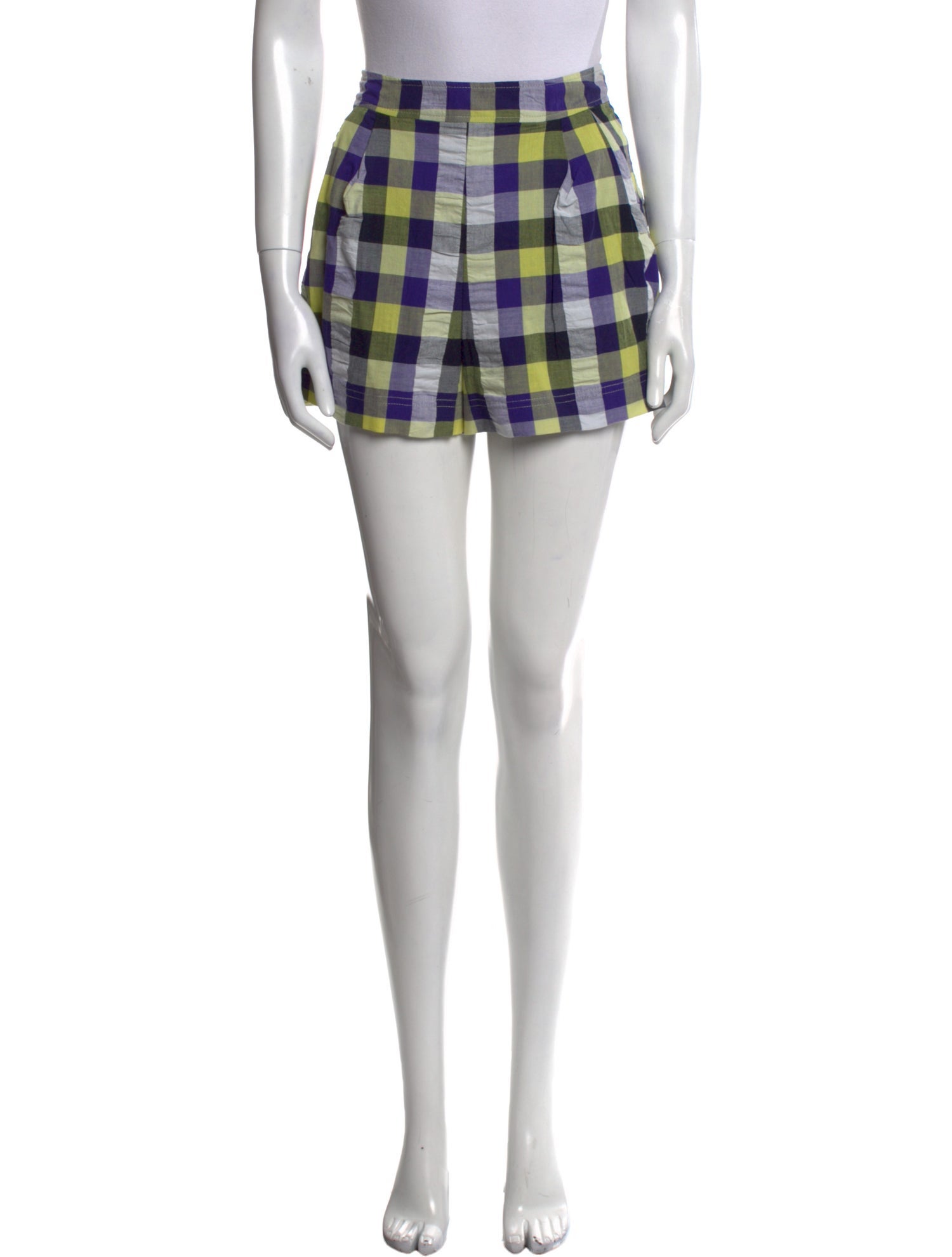 Suno Plaid Print Mini Shorts