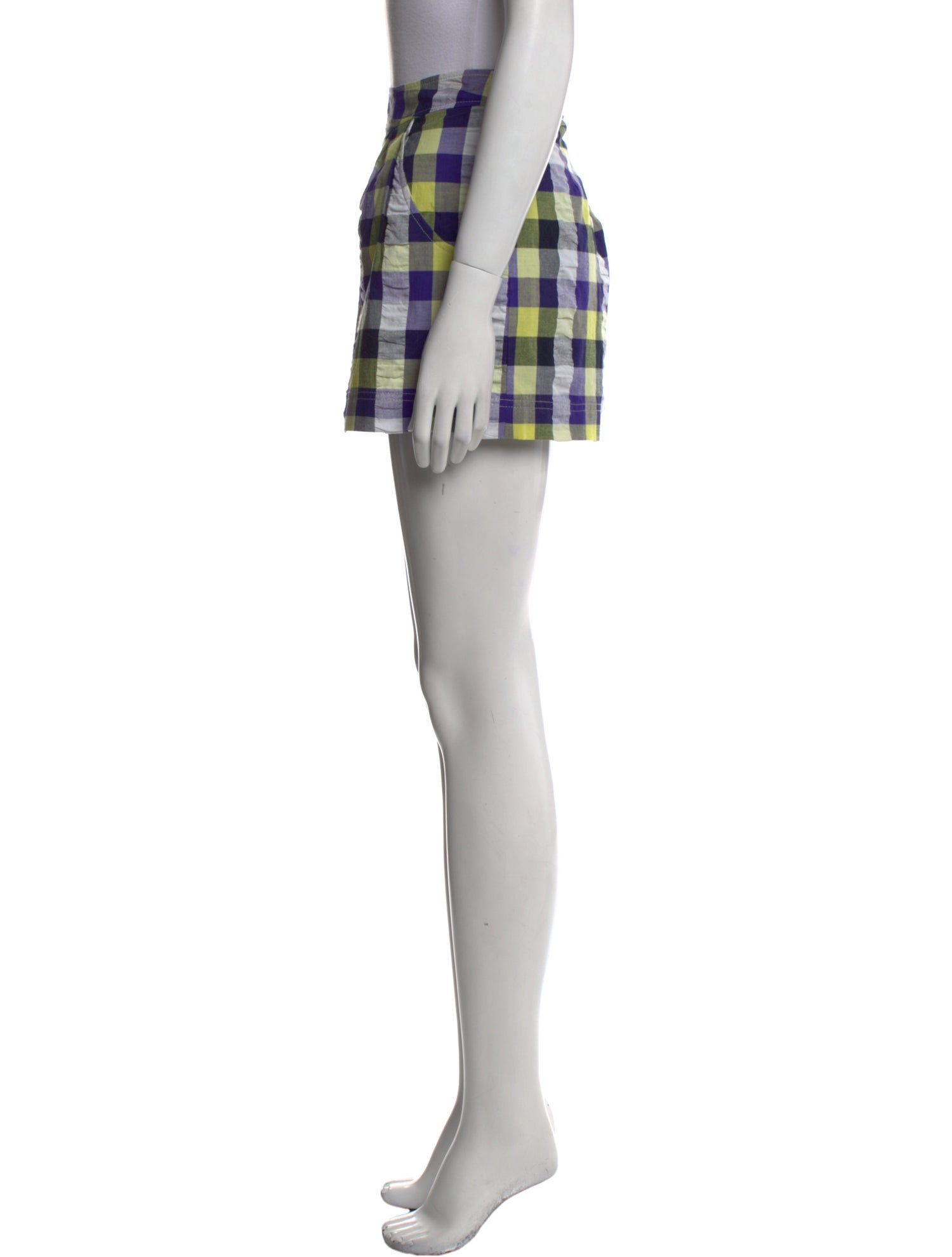 Suno Plaid Print Mini Shorts