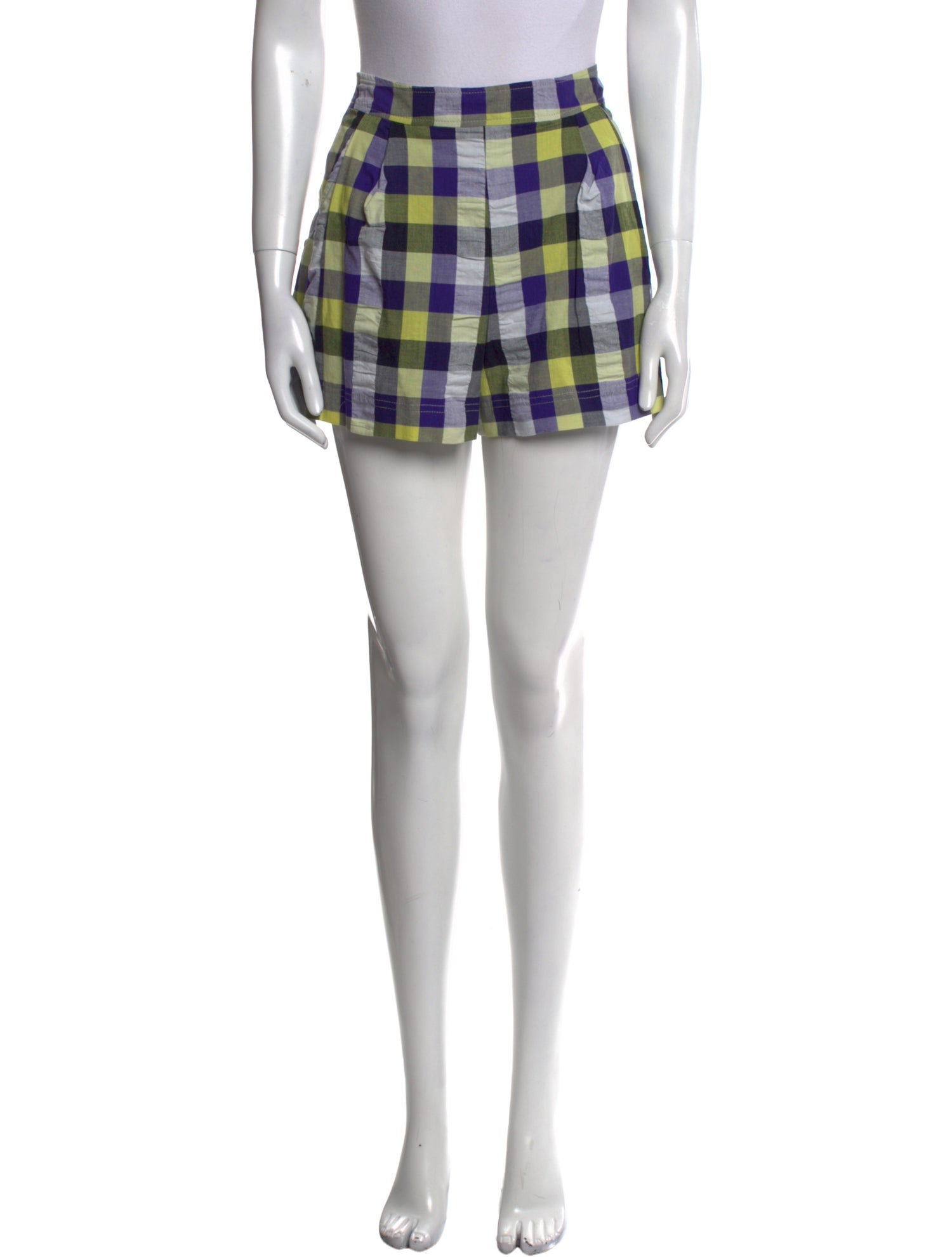 Suno Plaid Print Mini Shorts