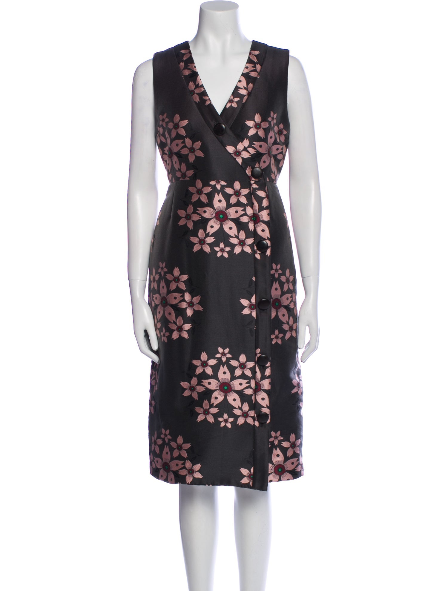 Suno Floral Print Knee-Length Dress