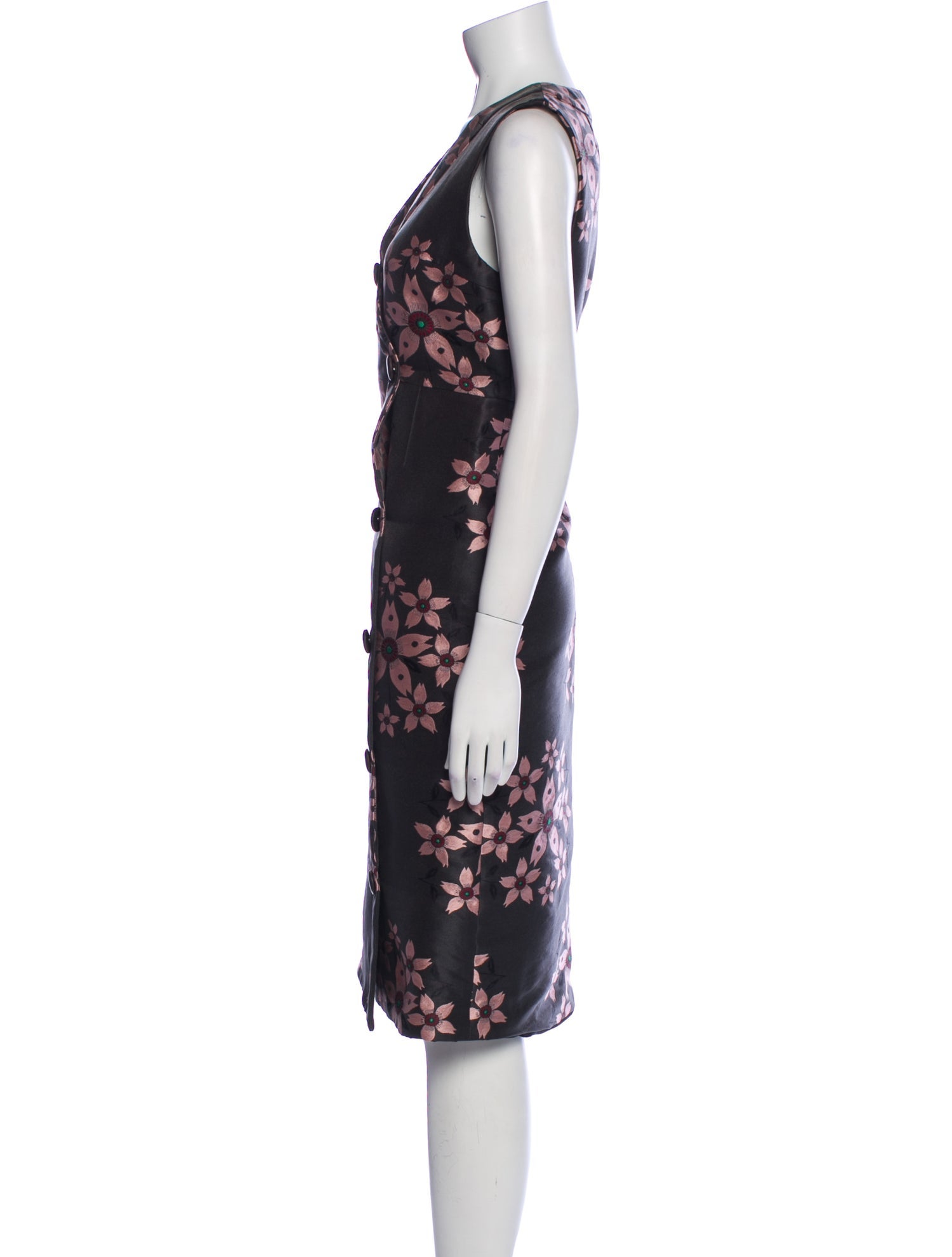 Suno Floral Print Knee-Length Dress