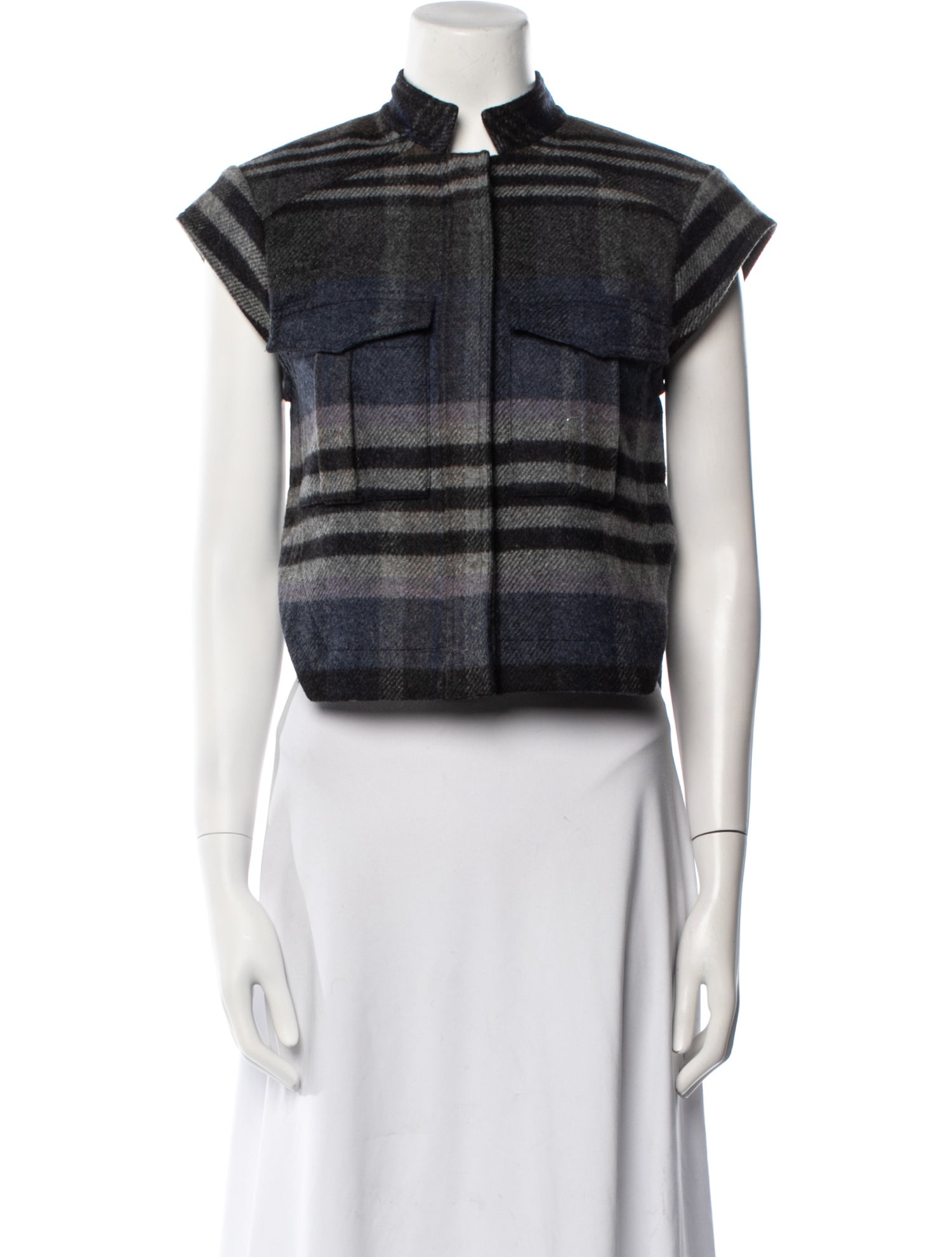 Suno Wool Plaid Print Vest