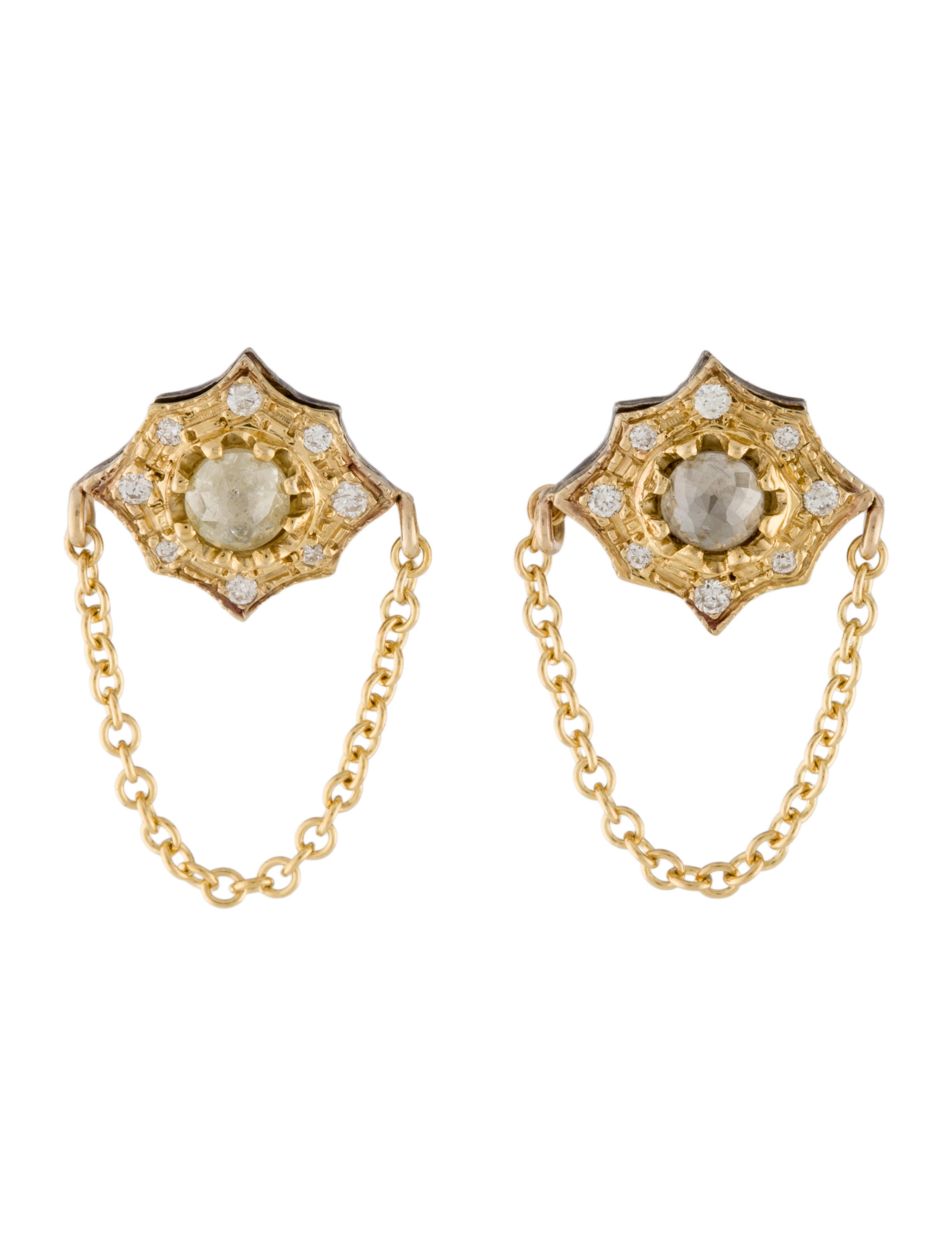 Suneera 14K Diamond Chain Drop Earrings