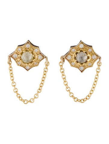Suneera Stud 14K Diamond Chain Drop Earrings