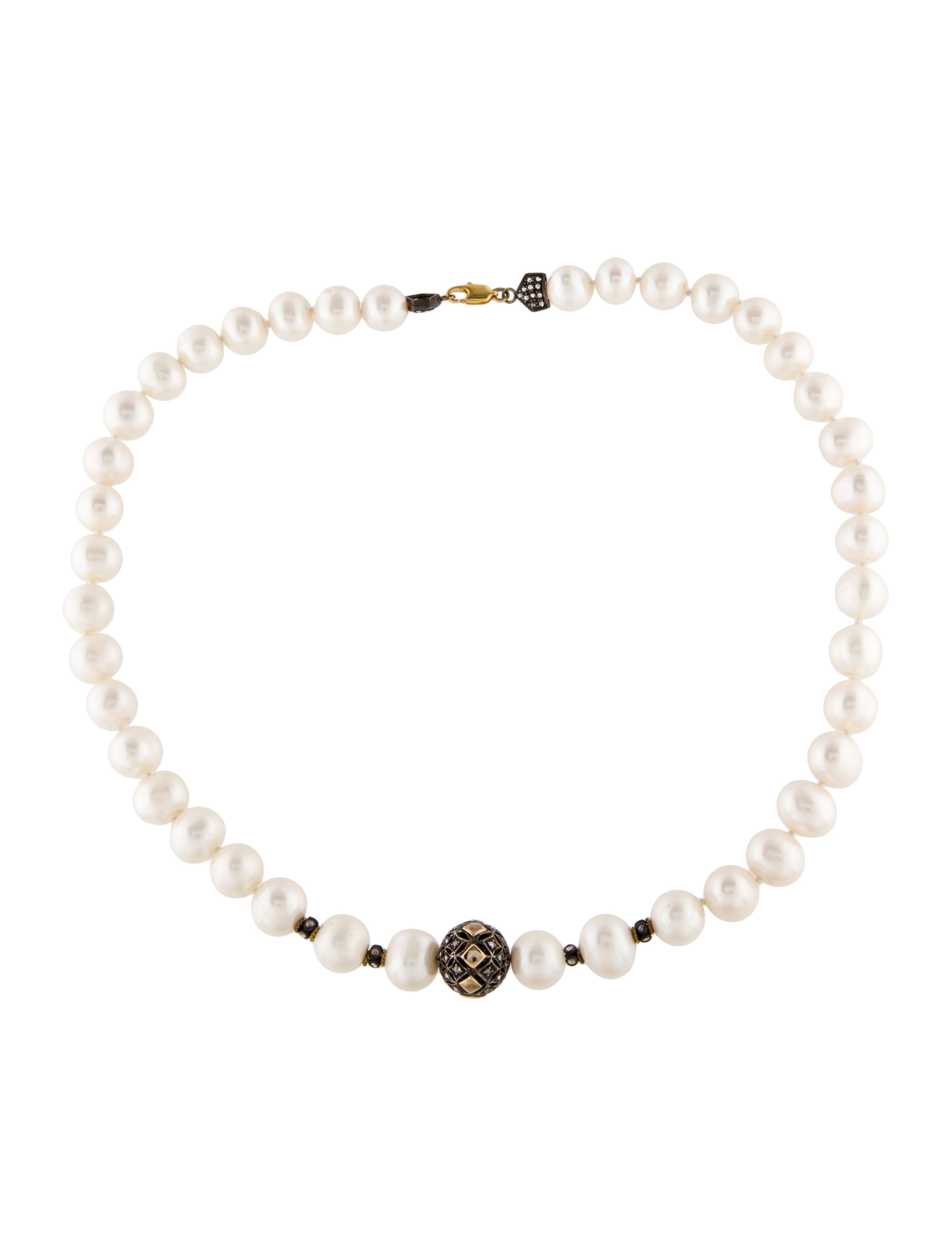Suneera Two-Tone Pearl & Diamond Bead Necklace