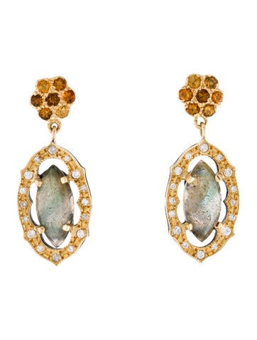 Suneera Drop Two-Tone Multi-Stone Earrings